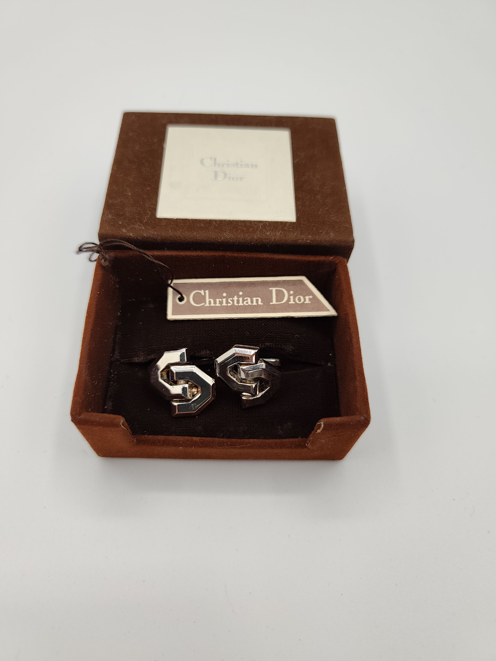 Christian Dior Silver Tone Logo Vintage Cufflinks image 2