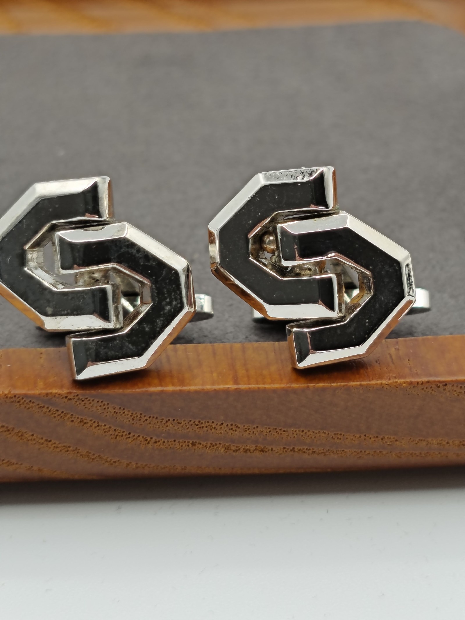 Christian Dior Silver Tone Logo Vintage Cufflinks image 3