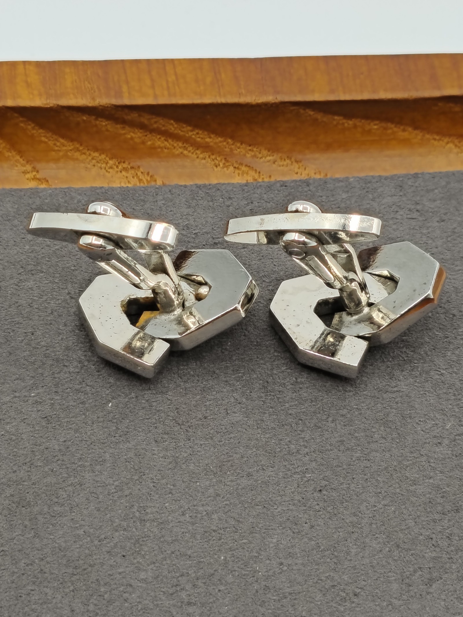Christian Dior Silver Tone Logo Vintage Cufflinks image 8