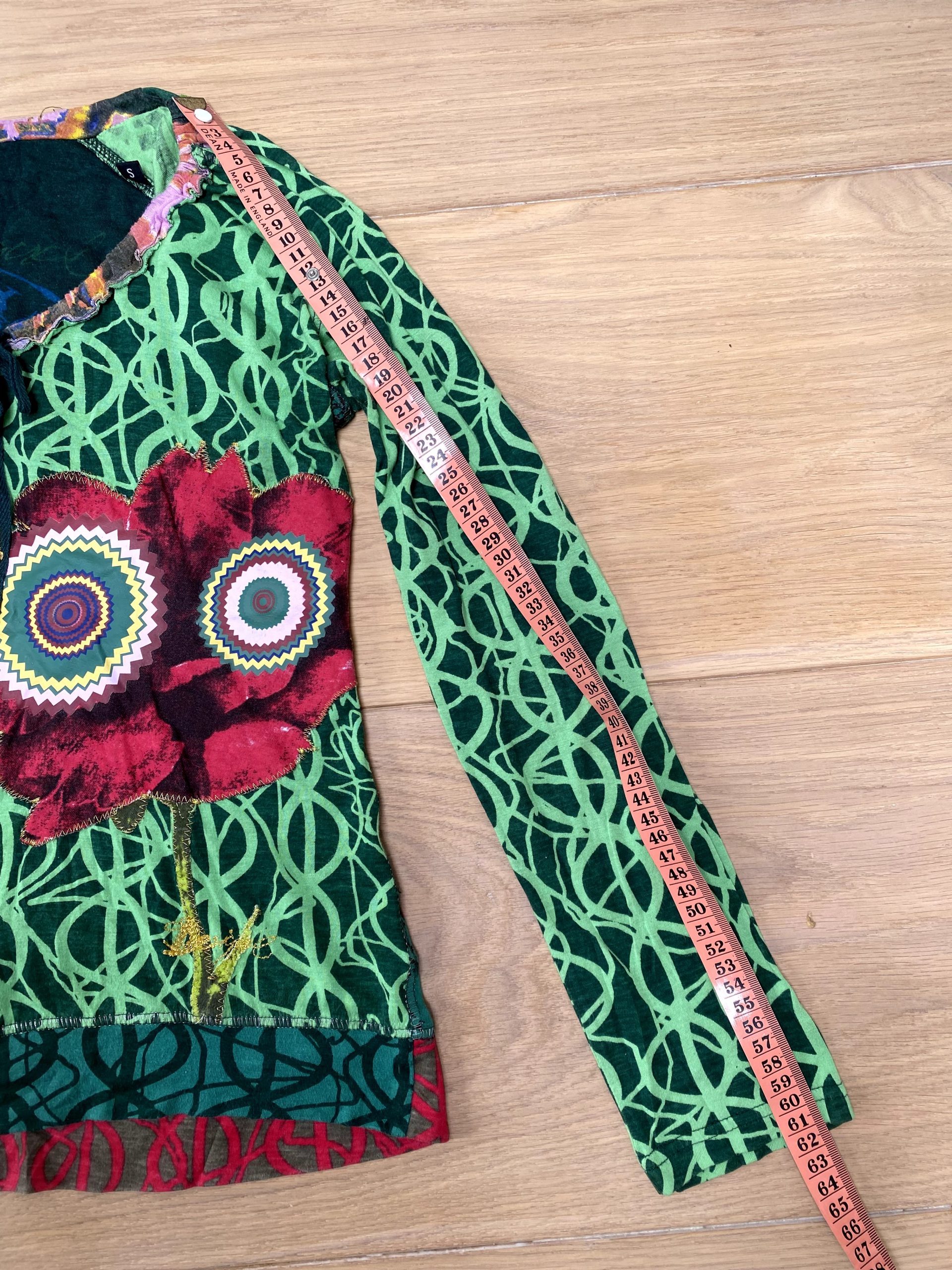 Y2K Vintage Desigual Multi Colour Printed Long Sleeve Top Small Artistic Floral Design image 5
