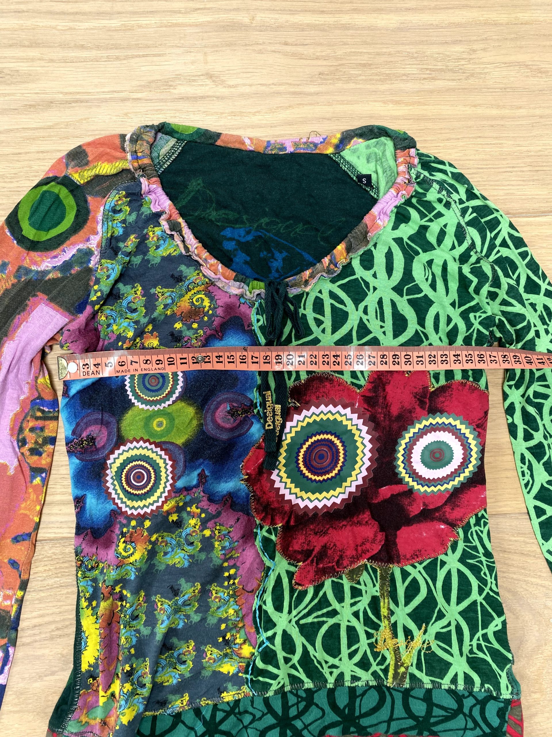 Y2K Vintage Desigual Multi Colour Printed Long Sleeve Top Small Artistic Floral Design image 6