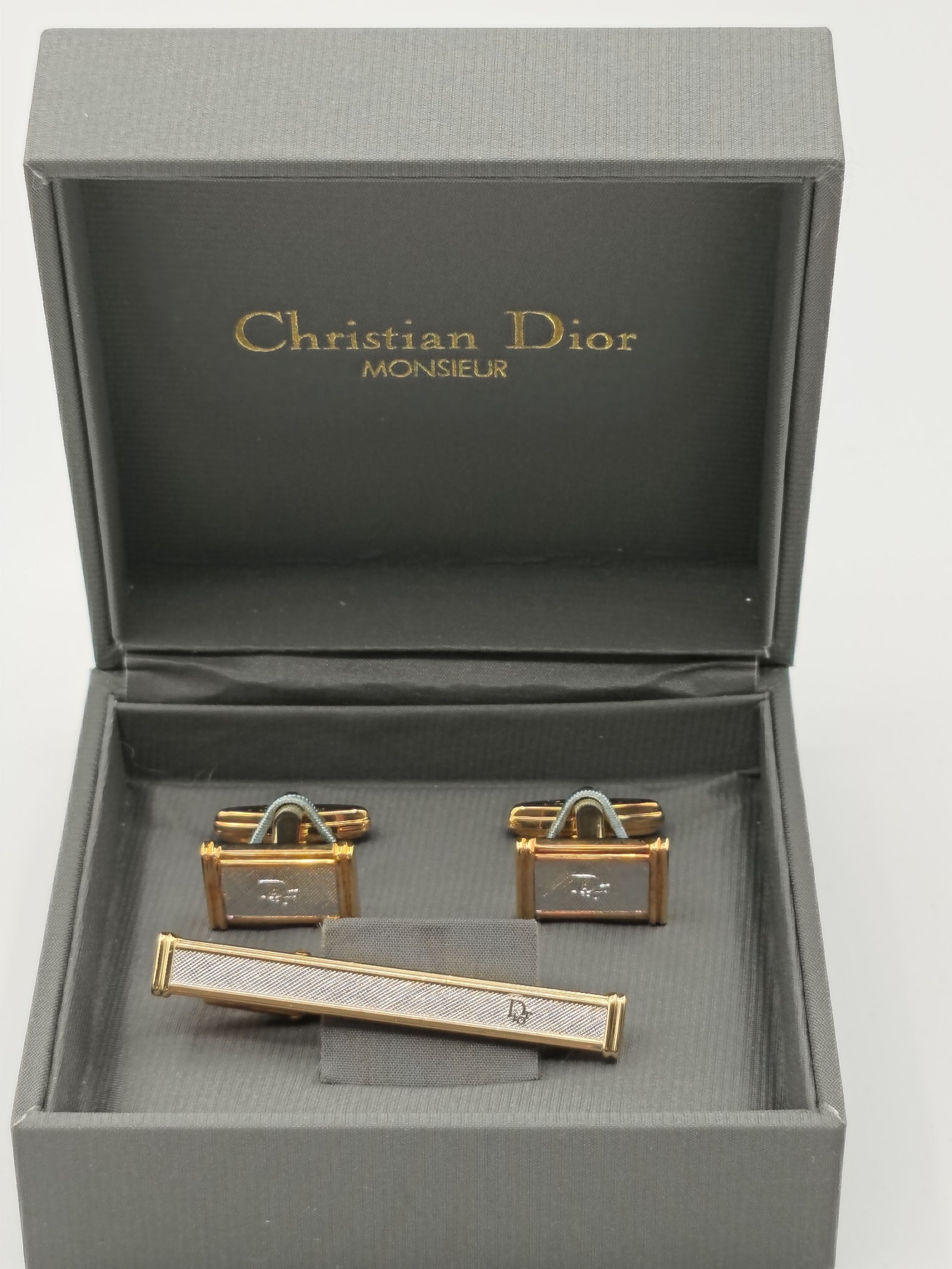 Christian Dior Gold & Silver Tone Cufflinks & Tie Clip Set Other image 2