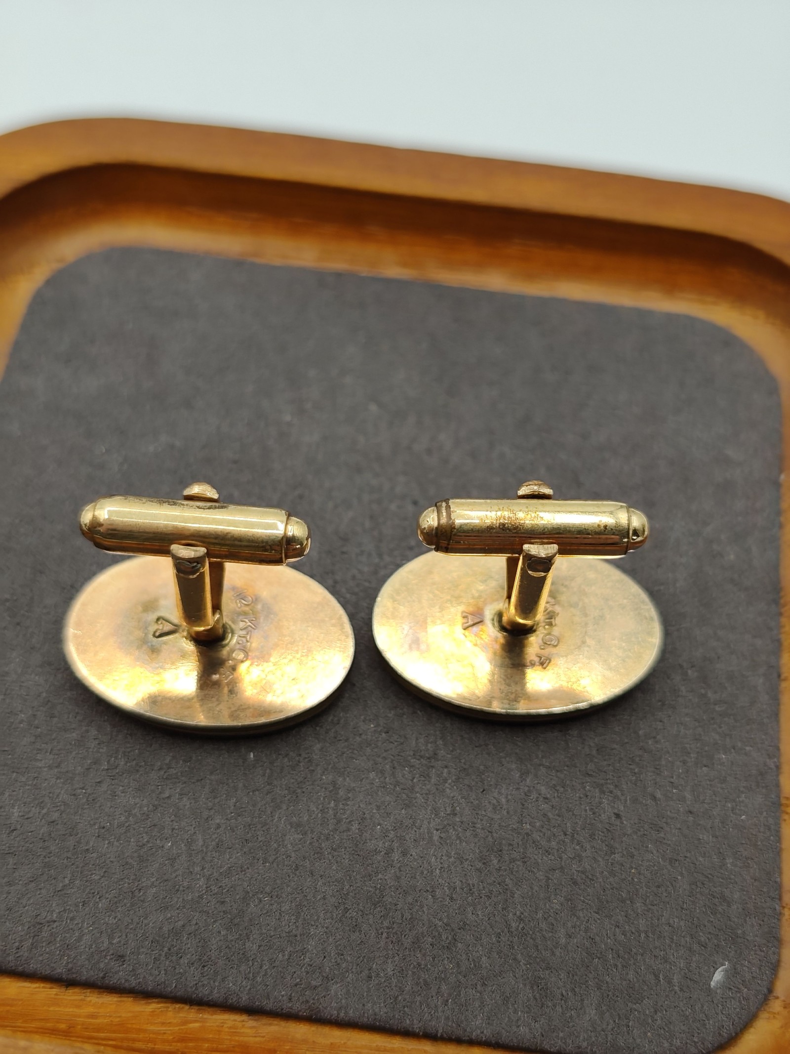 Anson Gold Tone 12K GF Cufflink & Tie Clip Set Vintage Men image 8