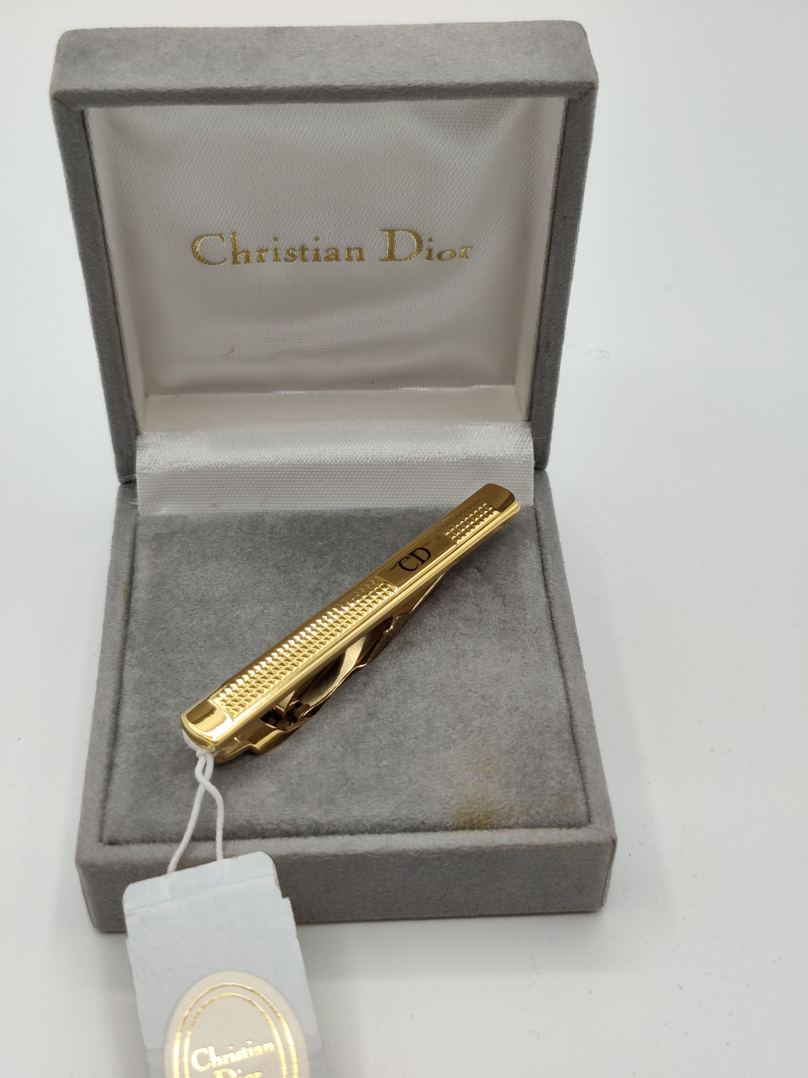 Christian Dior Gold Tone CD Tie Clip One Size Made in Germany