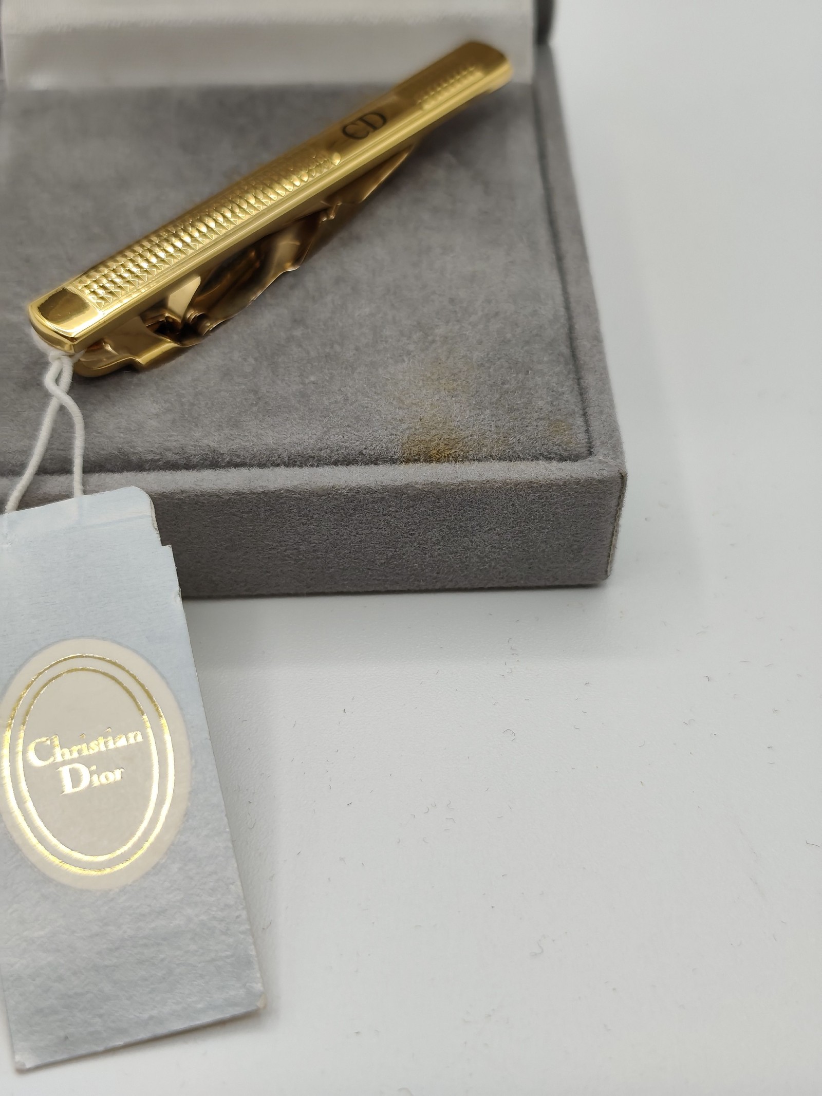 Christian Dior Gold Tone CD Tie Clip One Size Made in Germany image 2
