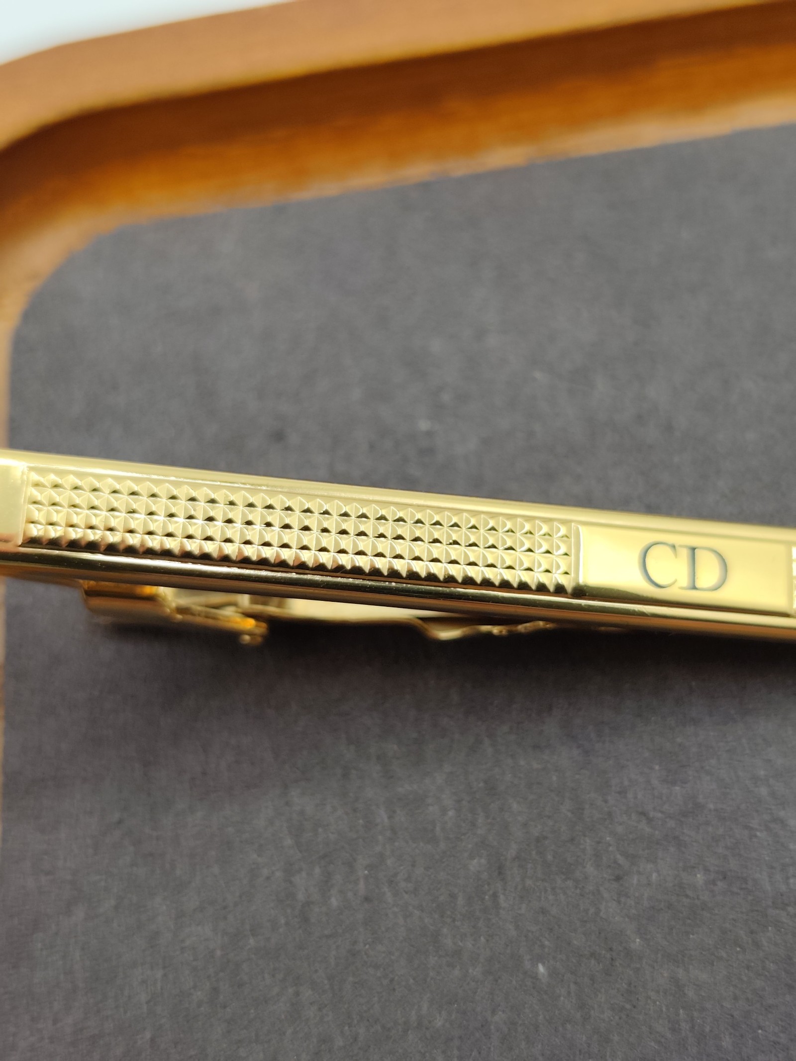 Christian Dior Gold Tone CD Tie Clip One Size Made in Germany image 6