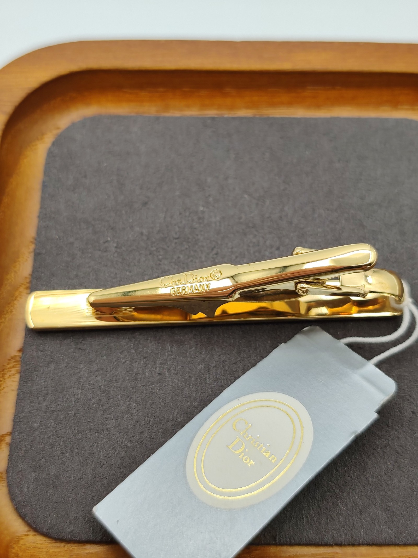 Christian Dior Gold Tone CD Tie Clip One Size Made in Germany image 8
