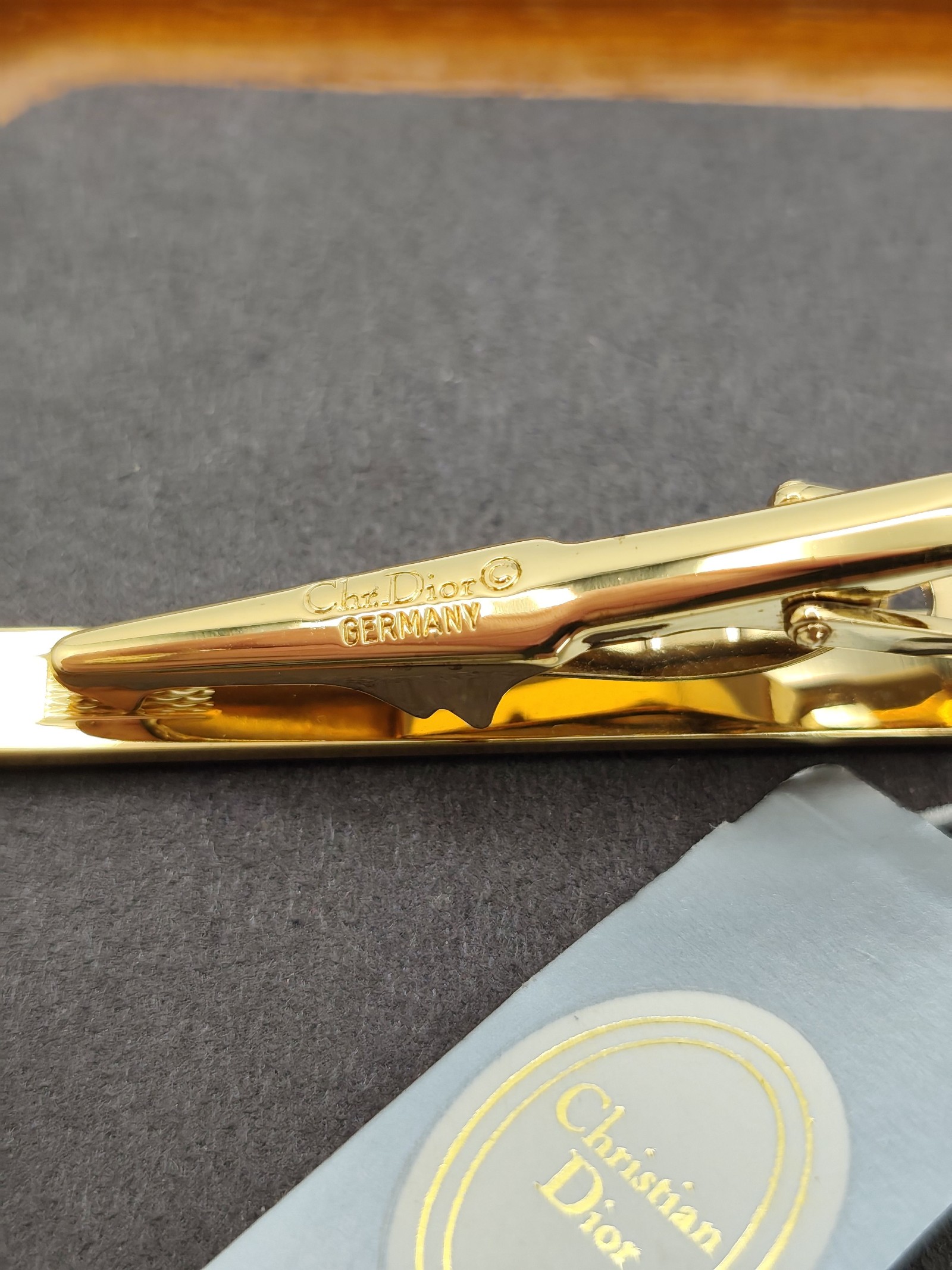 Christian Dior Gold Tone CD Tie Clip One Size Made in Germany image 10