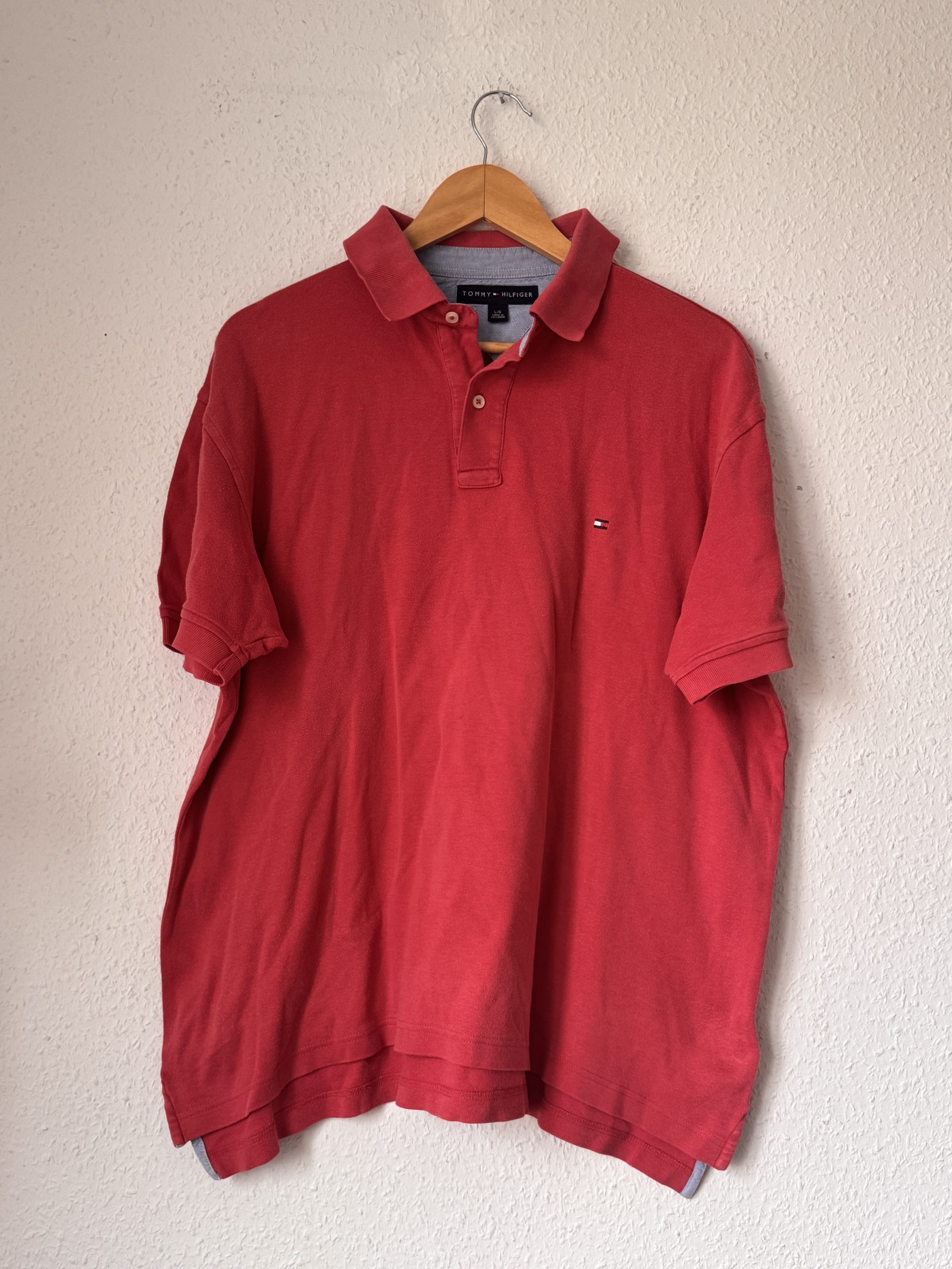 Tommy Hilfiger Red Polo Shirt Large Classic Fit - 2992