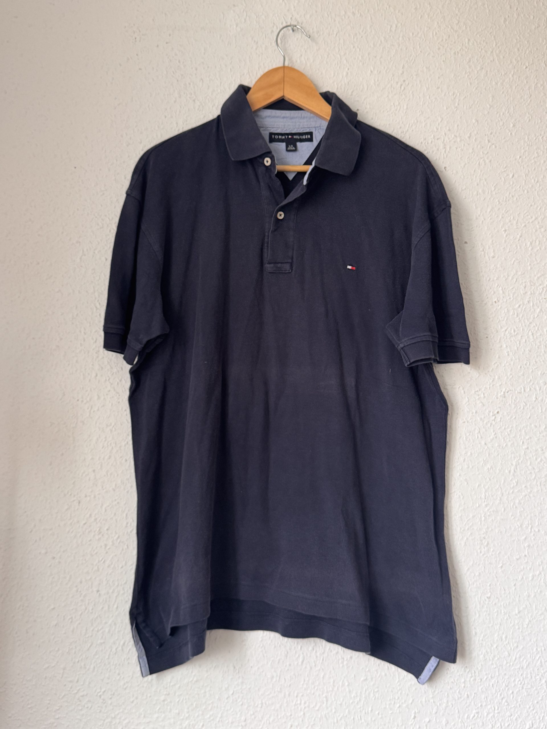 Tommy Hilfiger Navy Polo Shirt Large Classic Fit - 2993