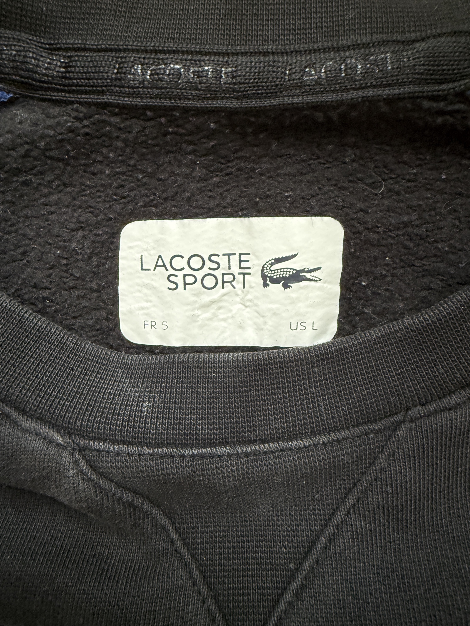 Lacoste Sport Crew Neck Sweatshirt Men’s L Black Colour Block Cotton image 3