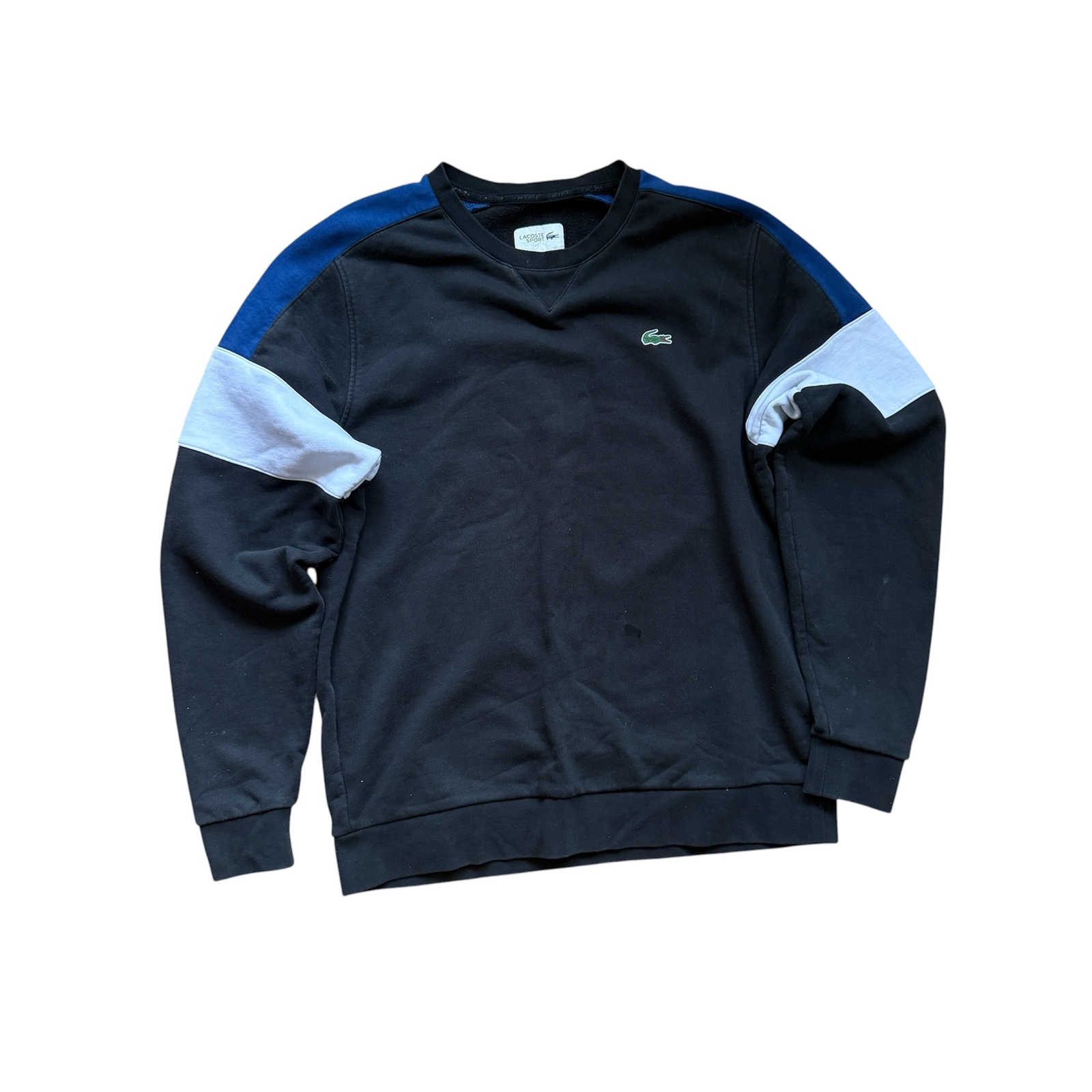 Lacoste Sport Crew Neck Sweatshirt Men’s L Black Colour Block Cotton