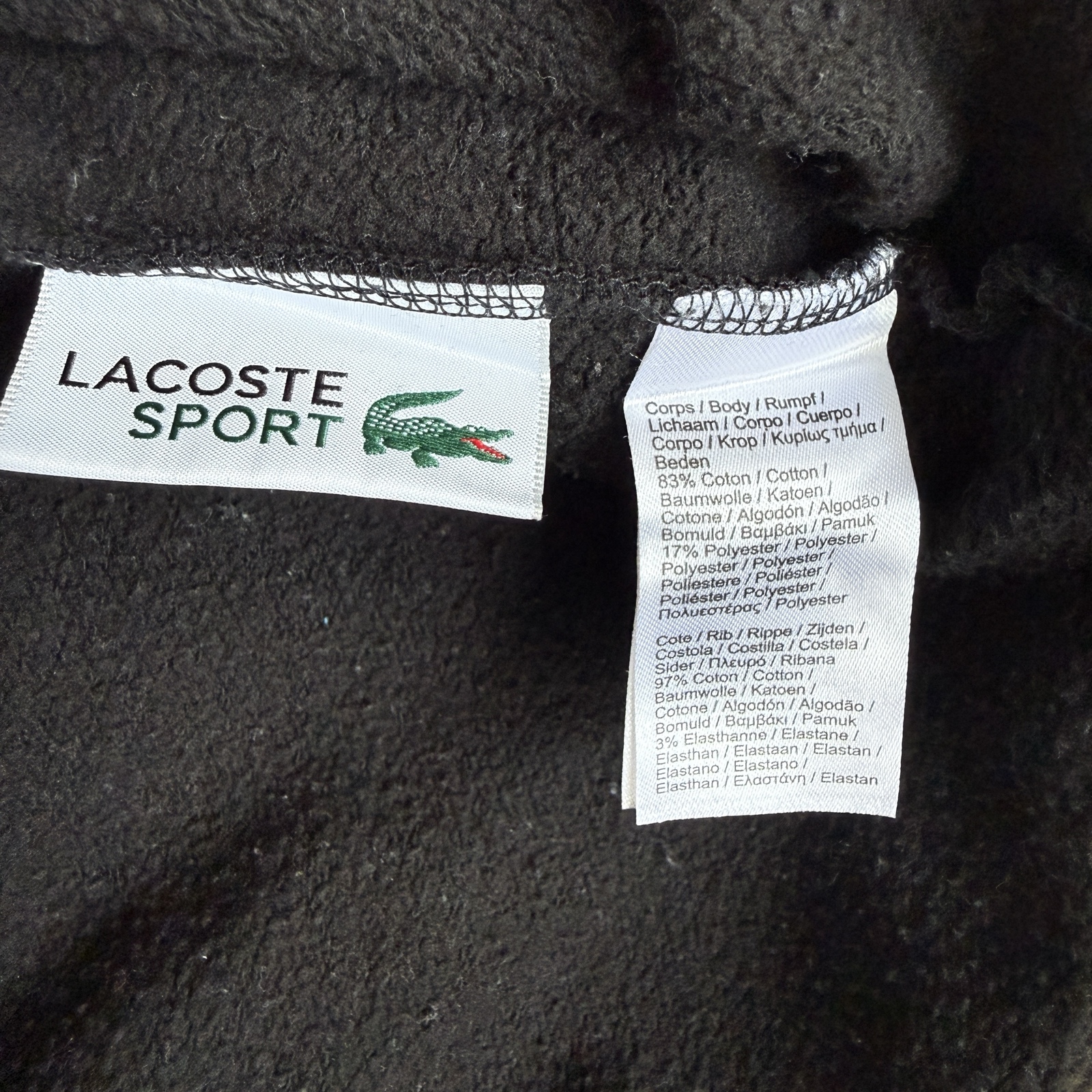 Lacoste Sport Crew Neck Sweatshirt Men’s L Black Colour Block Cotton image 4