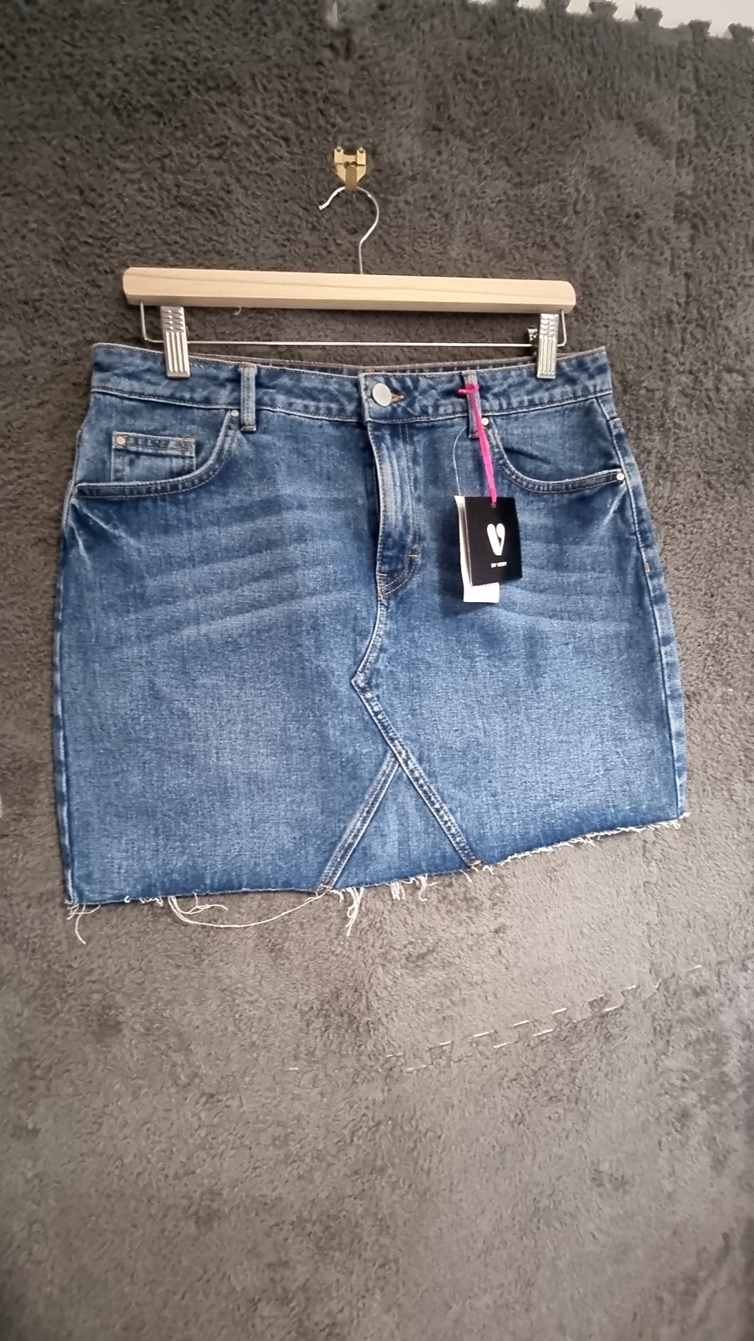 V by Very Blue Denim Mini Skirt Small 100% Cotton Made in Turkey