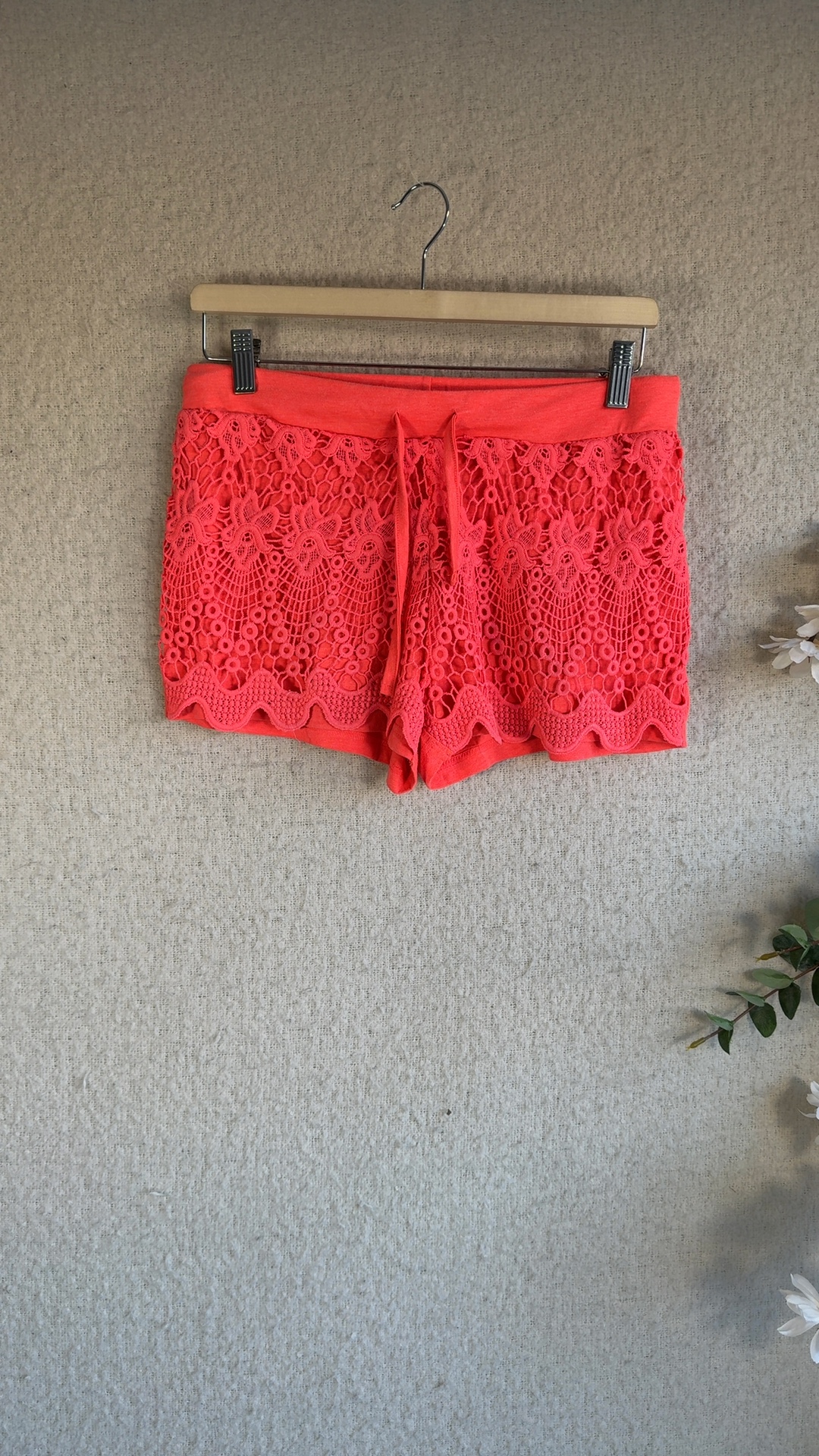 Atmosphere Coral Lace Crochet Detail Knitted Shorts UK 12 Summer Casual