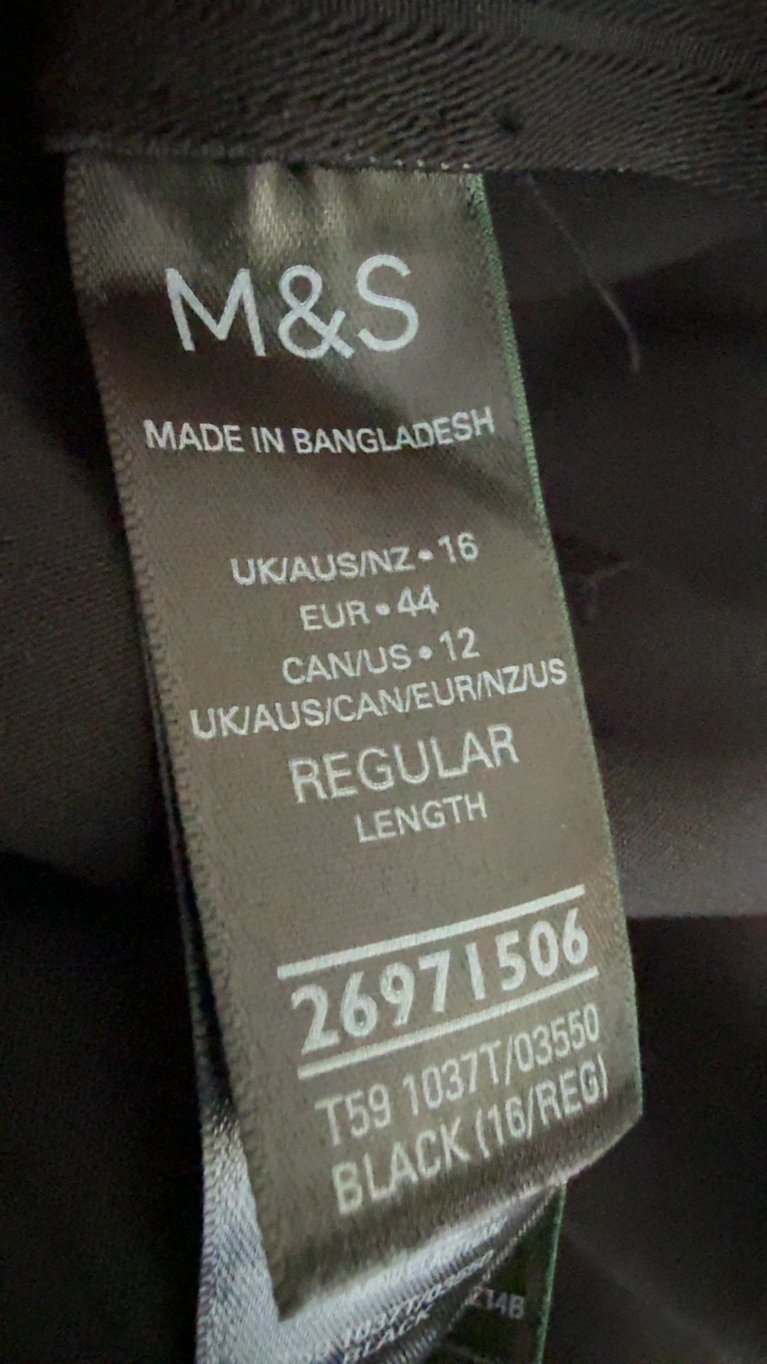 M&S Black Tailored Trousers UK 16 Regular Classic Office Workwear image 6