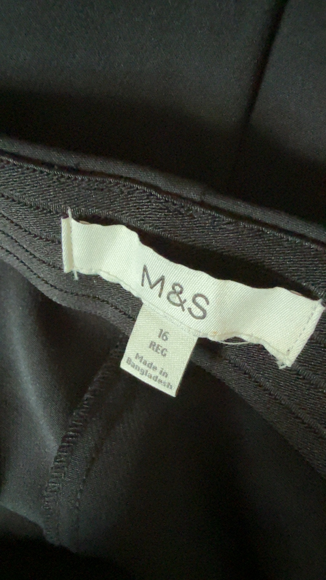 M&S Black Tailored Trousers UK 16 Regular Classic Office Workwear image 3