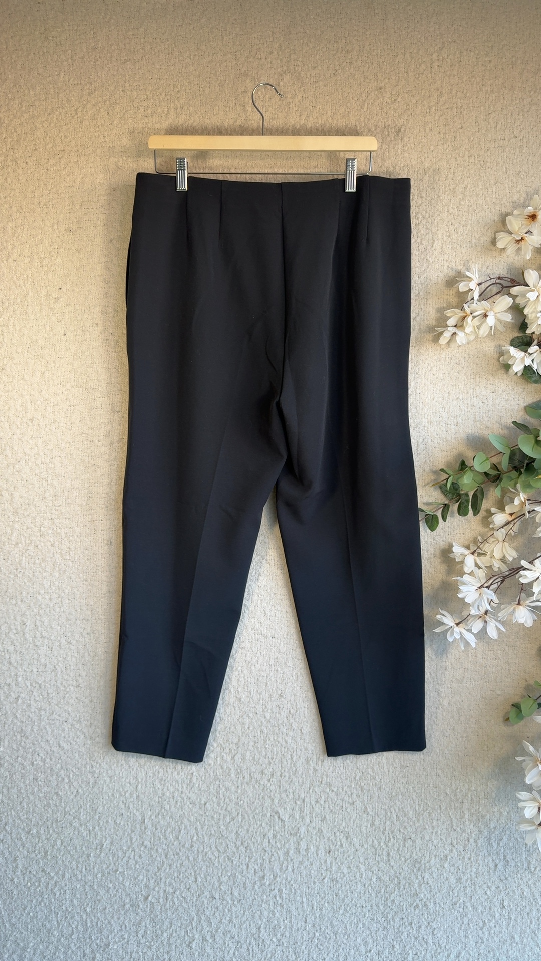 M&S Black Tailored Trousers UK 16 Regular Classic Office Workwear image 4