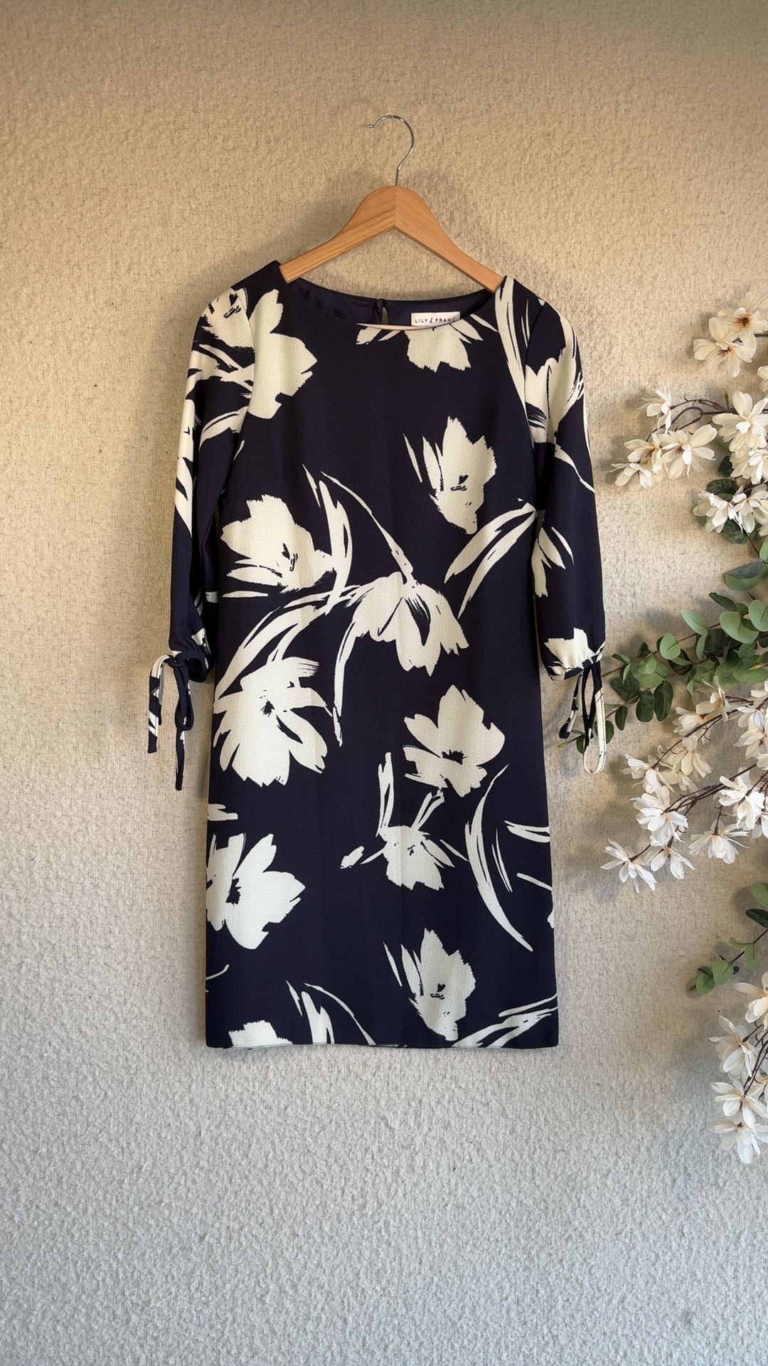 Dorothy Perkins Navy & White Floral Dress UK 10 Stylish Occasion Wear