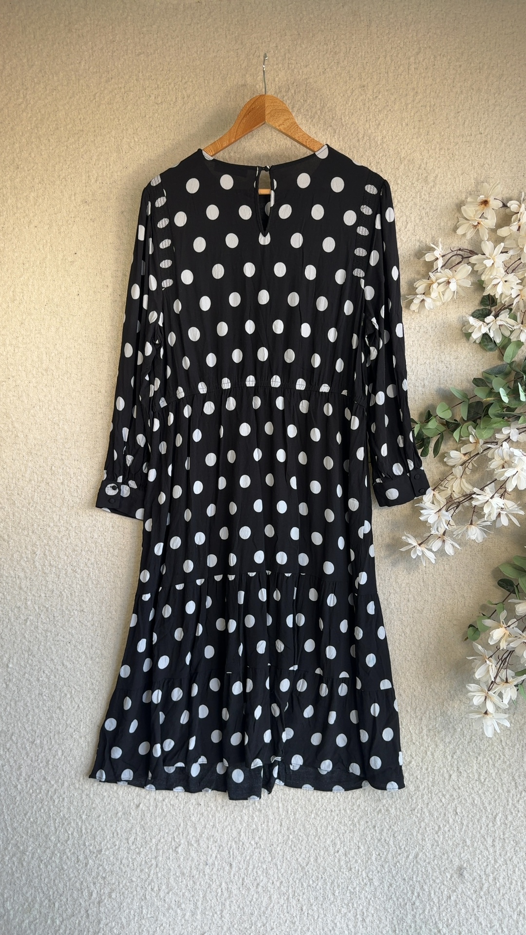 M&S Black & White Polka Dot Midi Dress UK 20 Classic Retro Style image 4