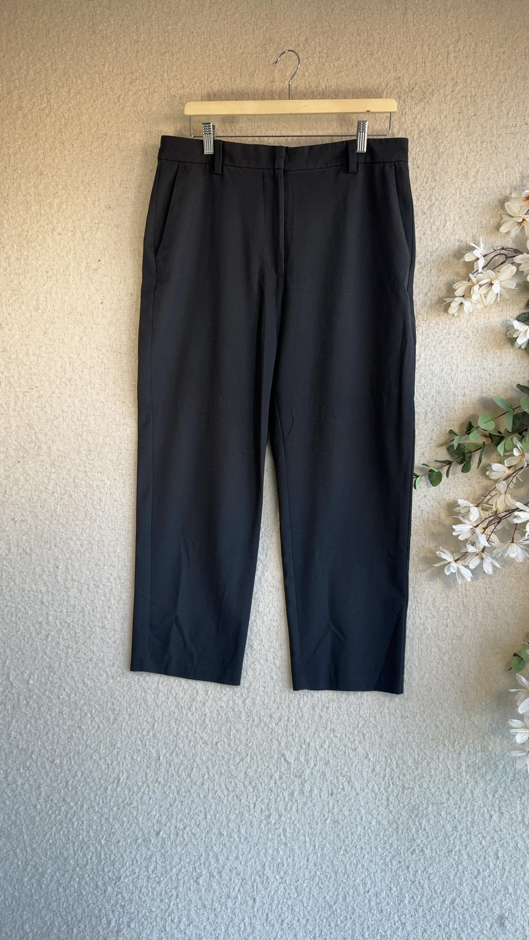M&S Black Short Length Formal Trousers UK 16 Stylish Office Wear
