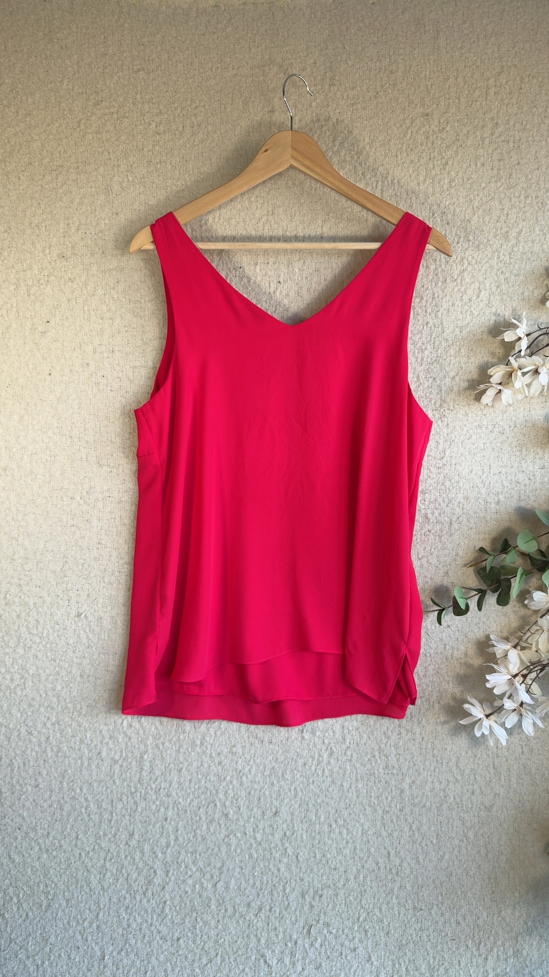 Wallis Pink Sleeveless V Neck Top UK 16 Summer Casual Chic Fit