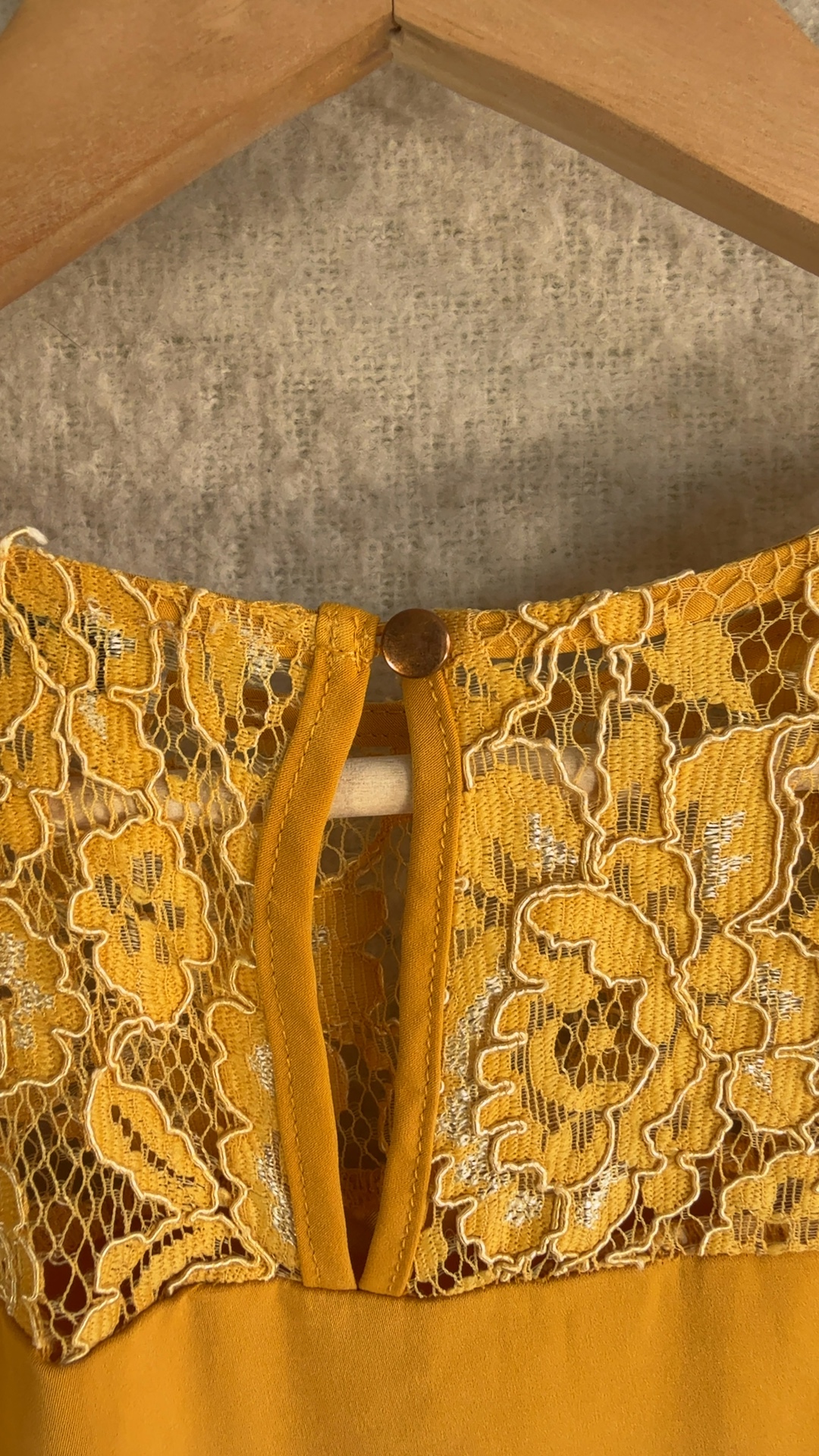 Soon Mustard Yellow Lace & Polyester Top UK 12 Elegant Contrast Sleeve Blouse image 5