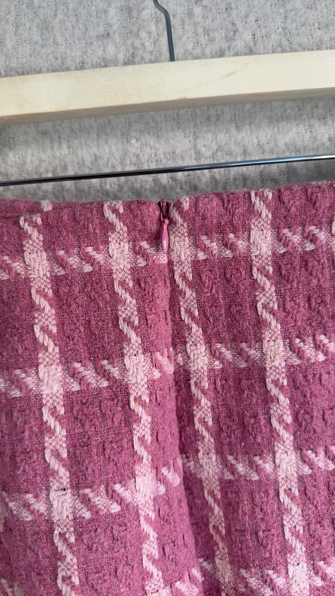 Pink & Light Pink Checked Tweed Mini Skirt UK Small Stylish Buttons image 5