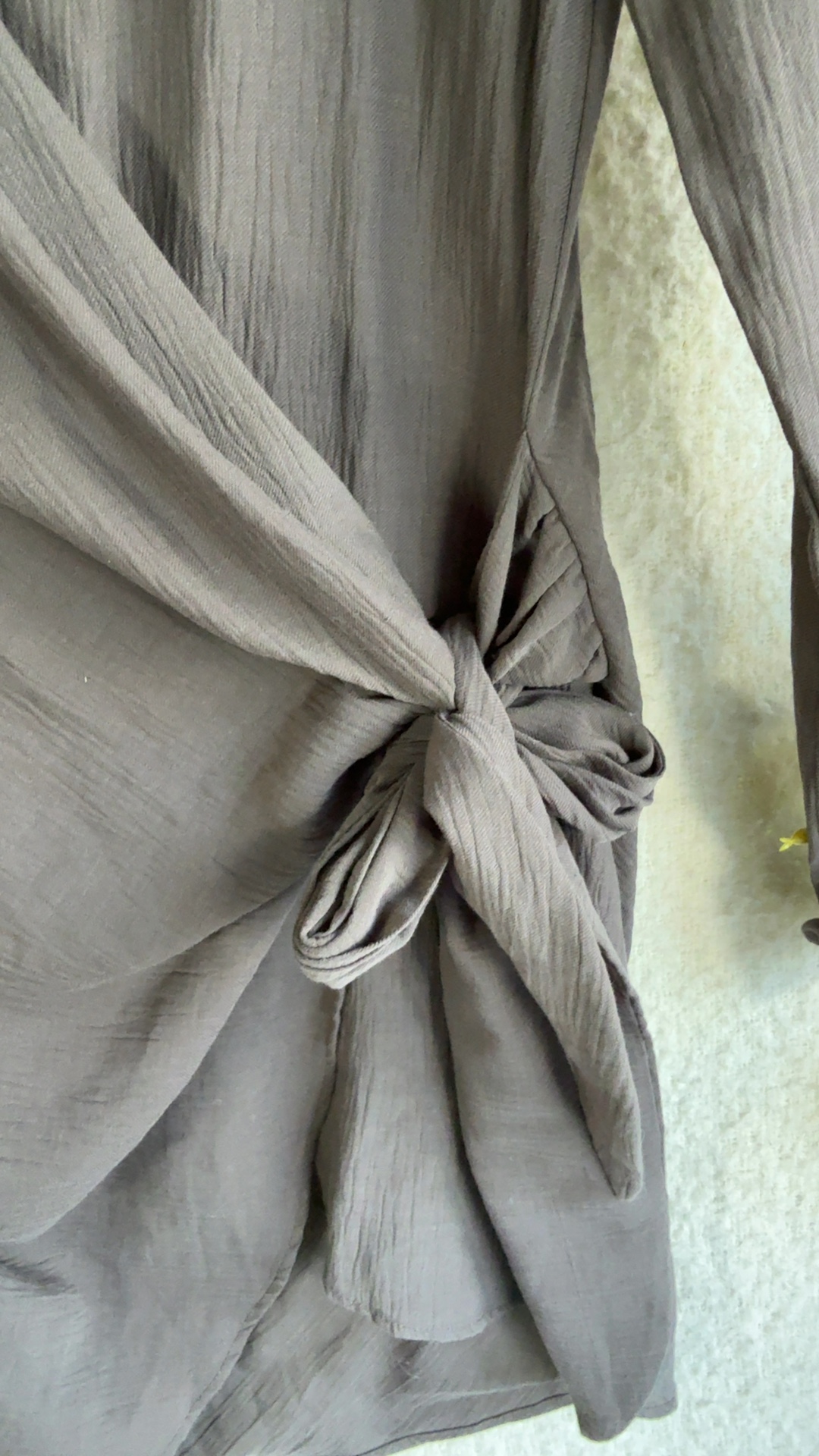 Zara Grey Cotton Tie Waist Shirt Blouse UK Medium Chic Casual Stylish image 4