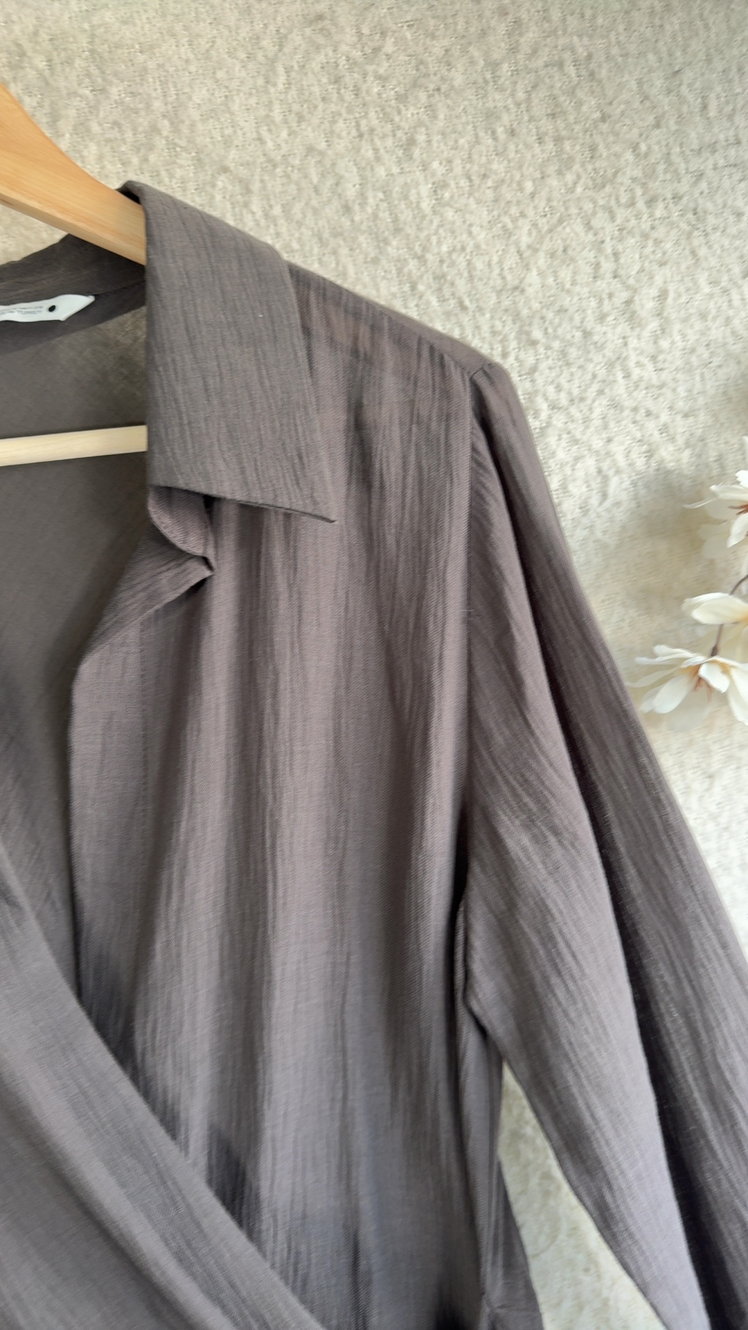 Zara Grey Cotton Tie Waist Shirt Blouse UK Medium Chic Casual Stylish image 3