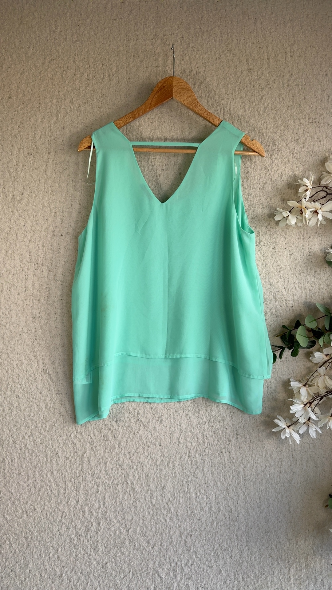 Encuentro Mint Green Sleeveless Layered Top UK 16 Lightweight Summer image 2