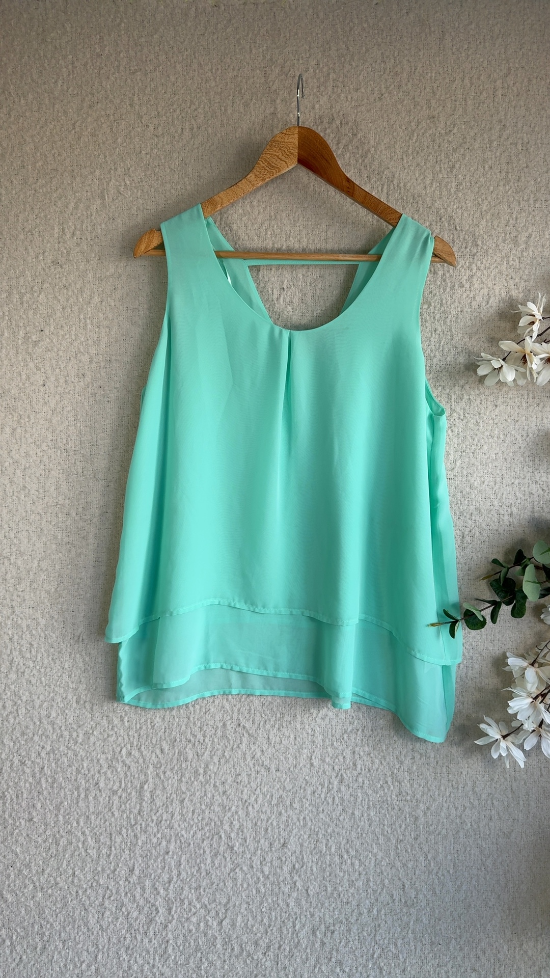 Encuentro Mint Green Sleeveless Layered Top UK 16 Lightweight Summer image 5
