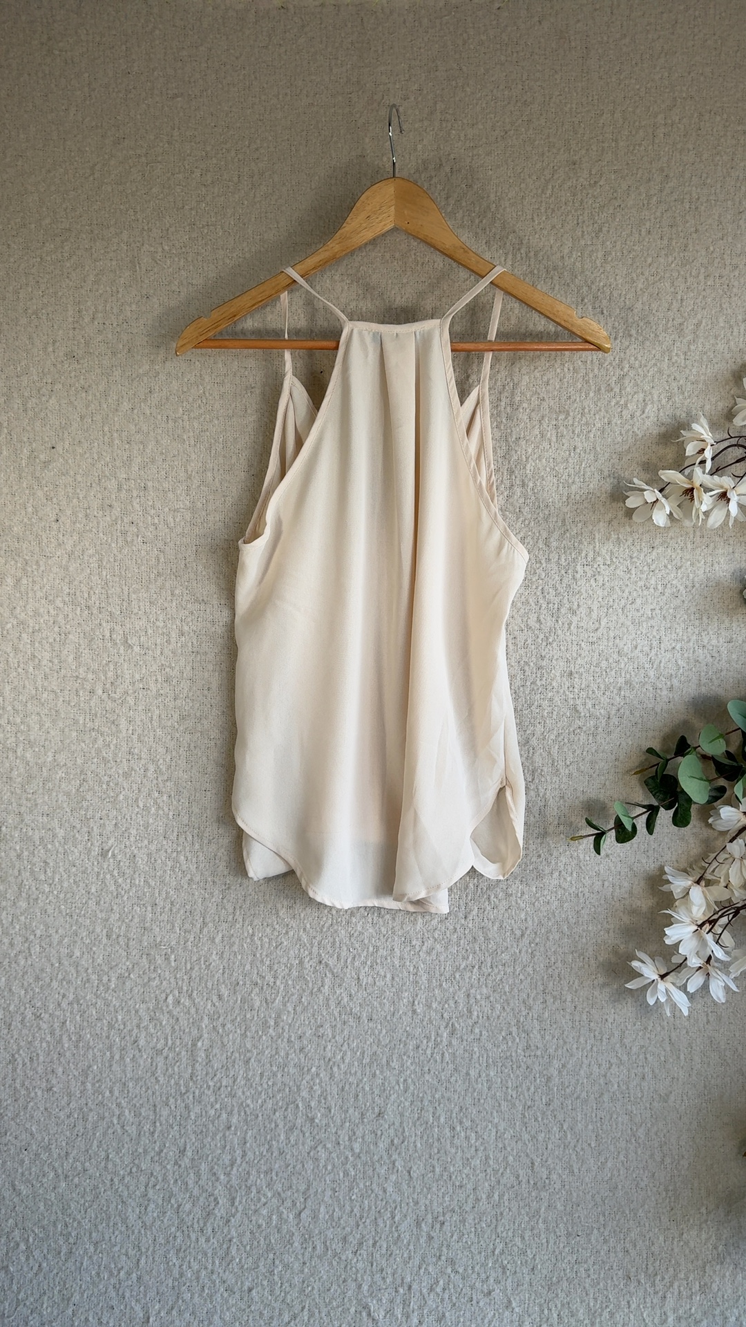 Shein Cream Chiffon Halter Neck Cami Top UK Medium Lightweight Polyester image 4