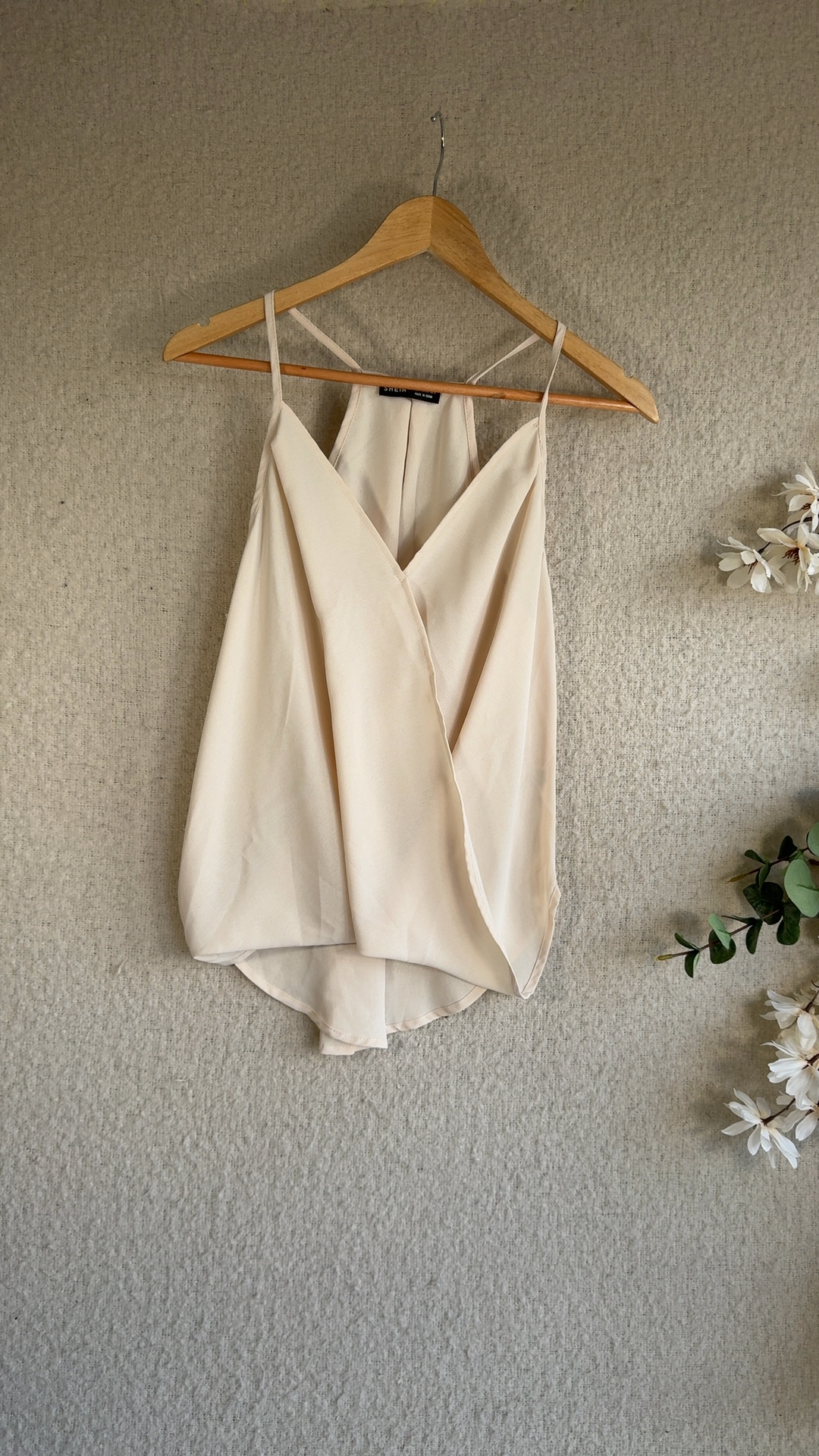 Shein Cream Chiffon Halter Neck Cami Top UK Medium Lightweight Polyester