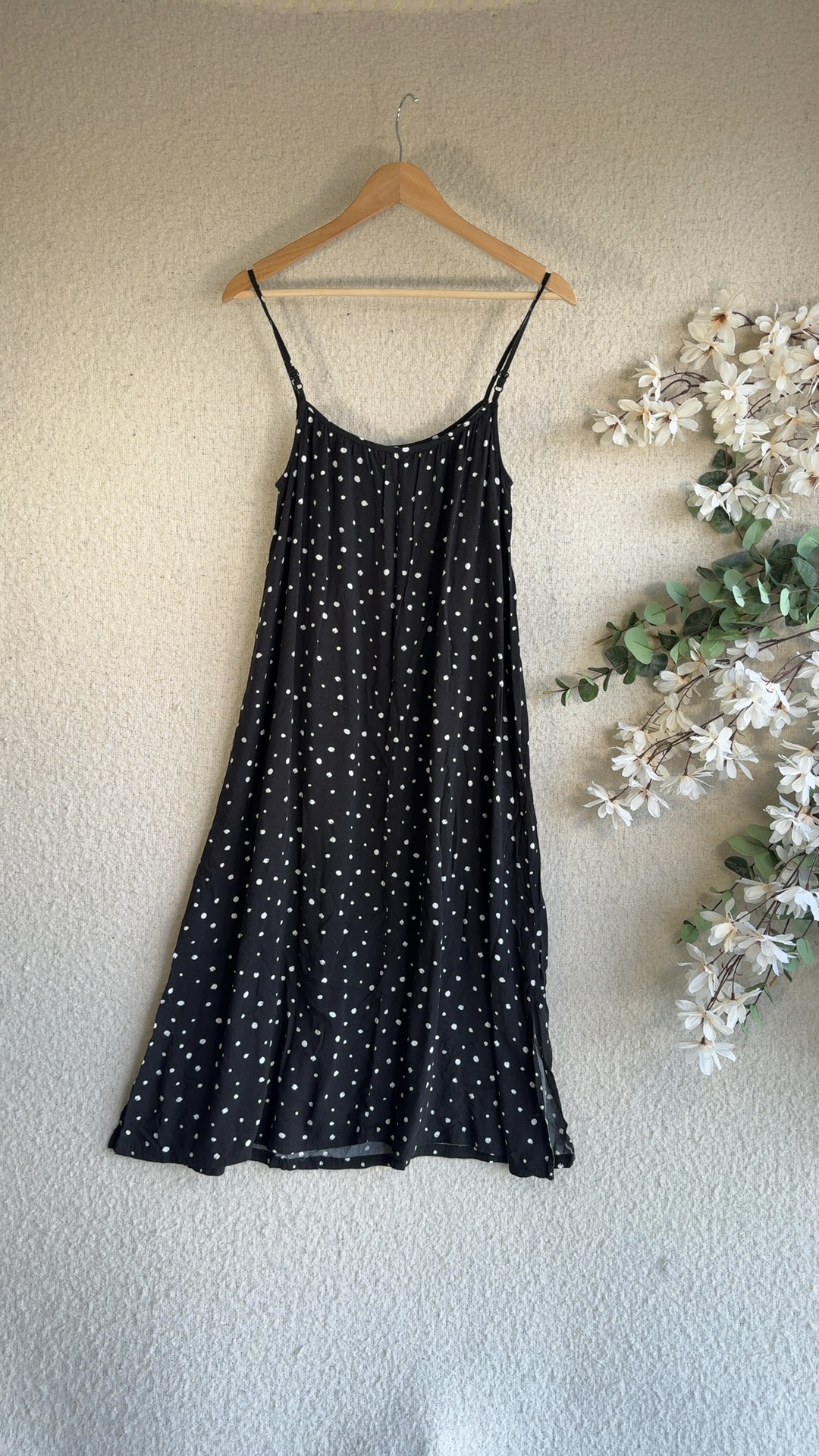 M&S Black & White Spotted Slip Dress UK 10 Viscose Lightweight Summer image 4