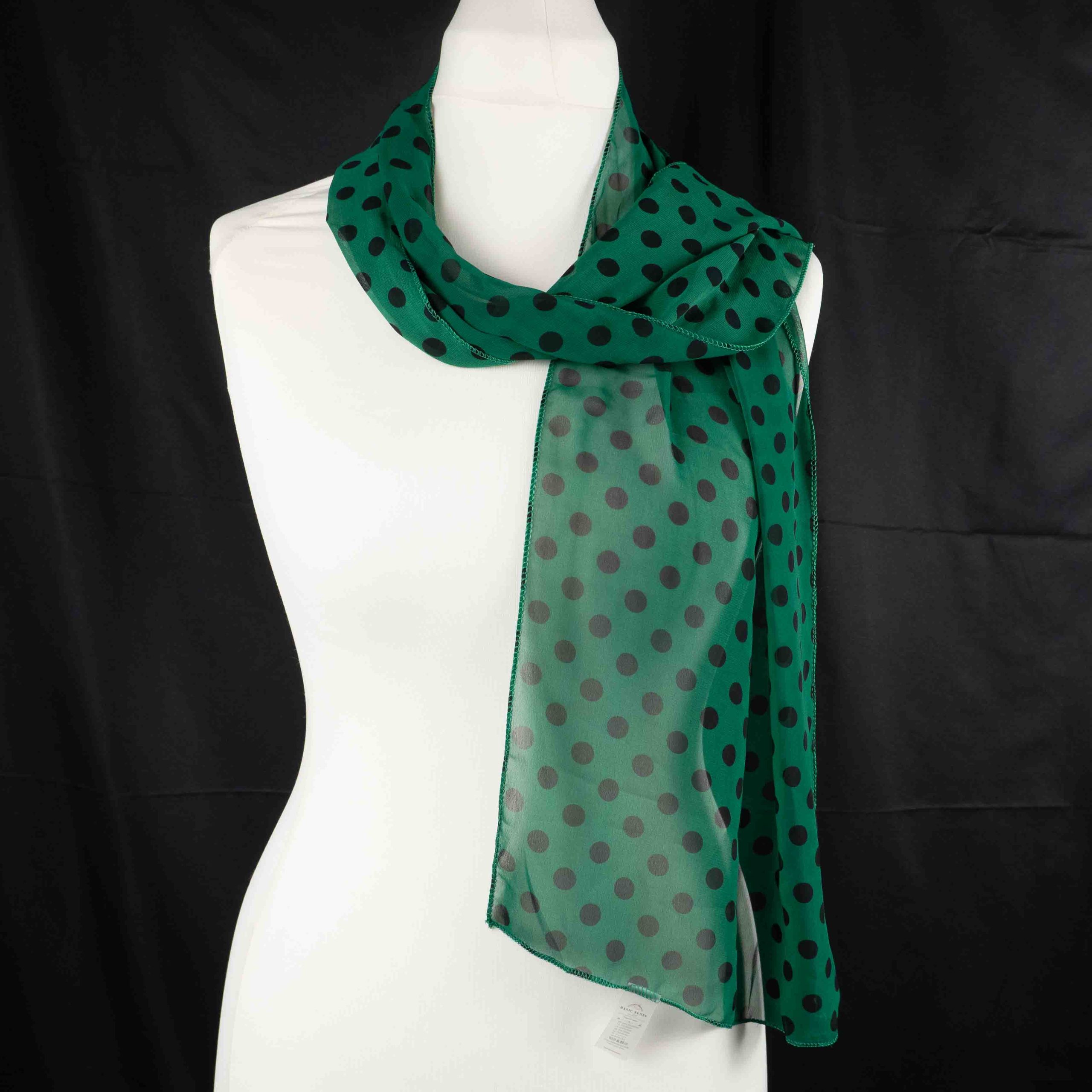 Basic Sense Green & Black Polka Dot Scarf Pre-Owned