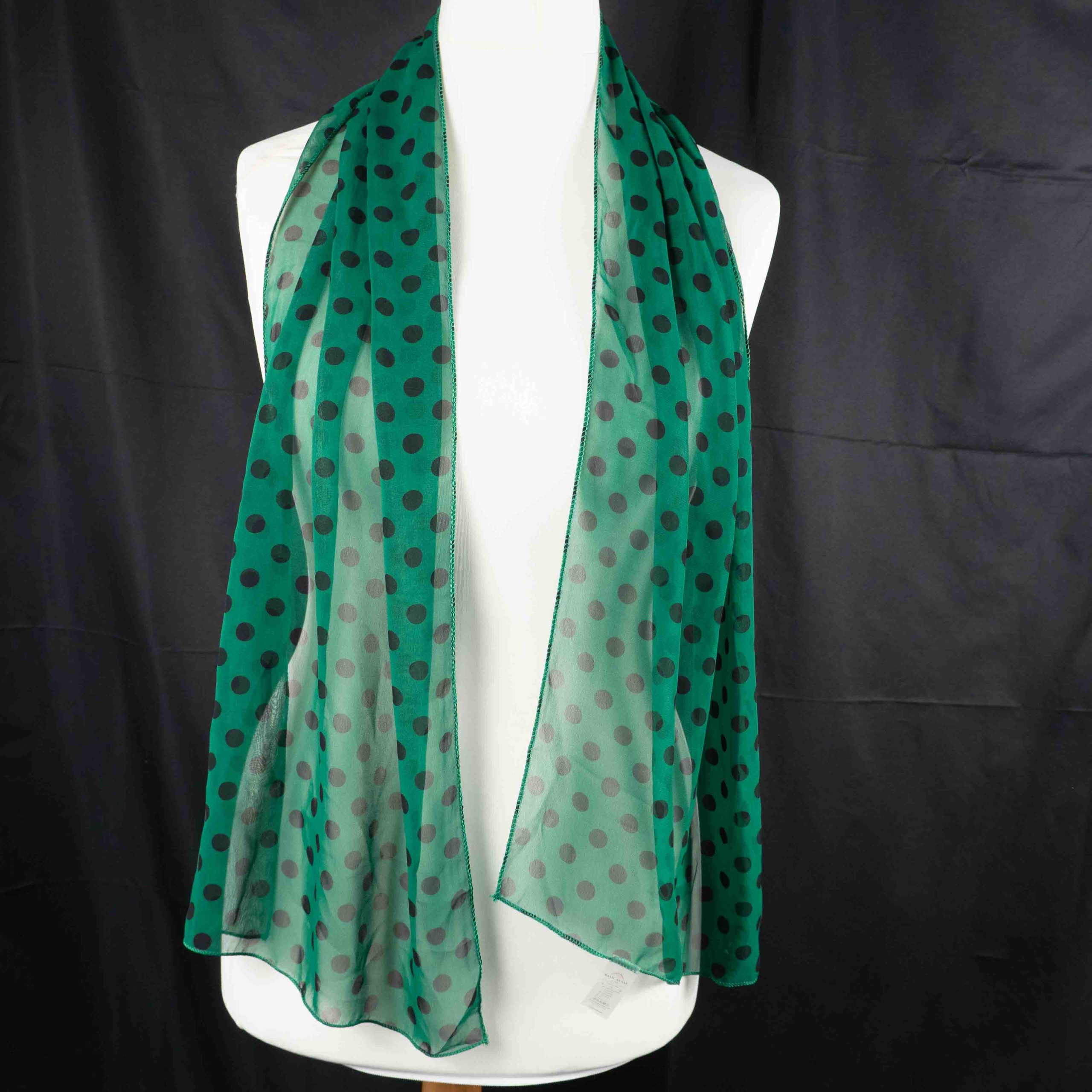 Basic Sense Green & Black Polka Dot Scarf Pre-Owned image 2