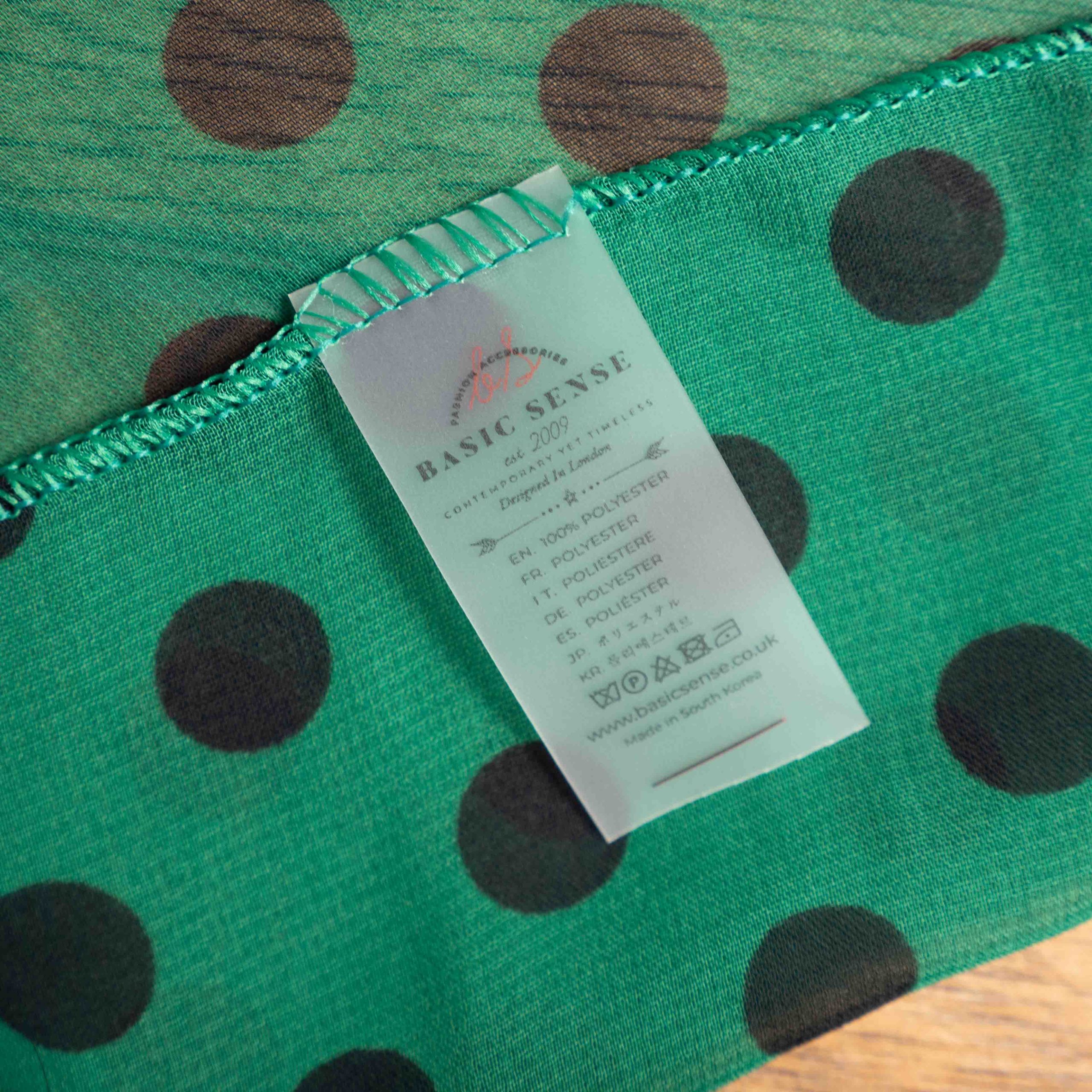 Basic Sense Green & Black Polka Dot Scarf Pre-Owned image 3