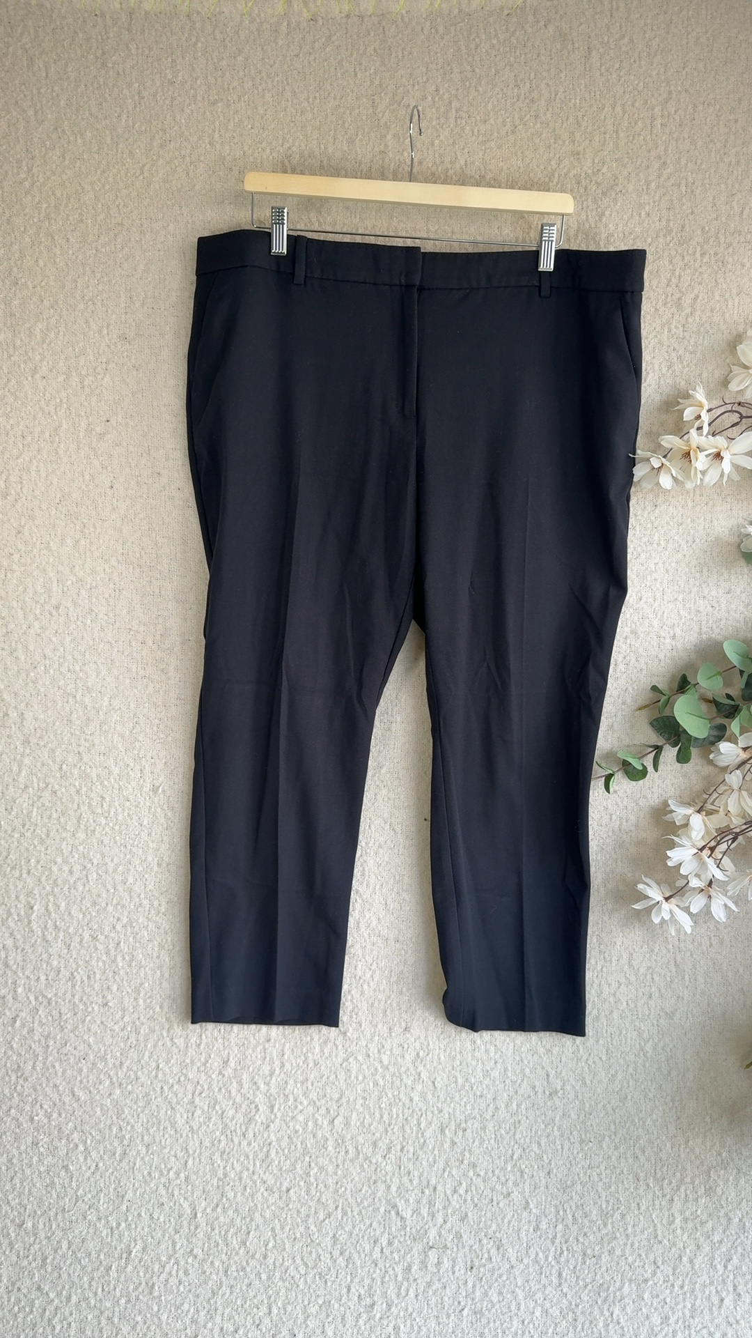 M&S Black Tailored Trousers UK 20 Short Classic Workwear Smart