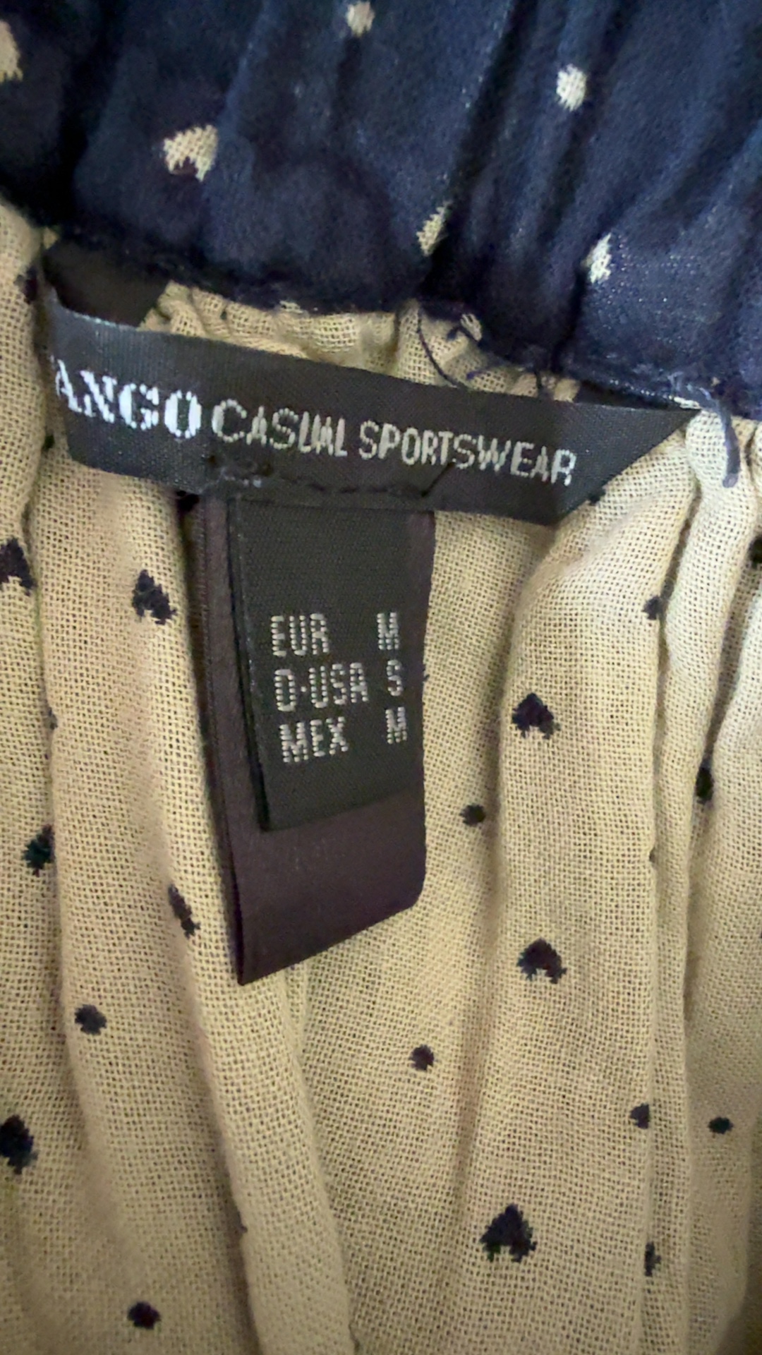 Mango Navy Blue Polka Dot Cotton Casual Skirt UK Medium Elastic Waist image 2