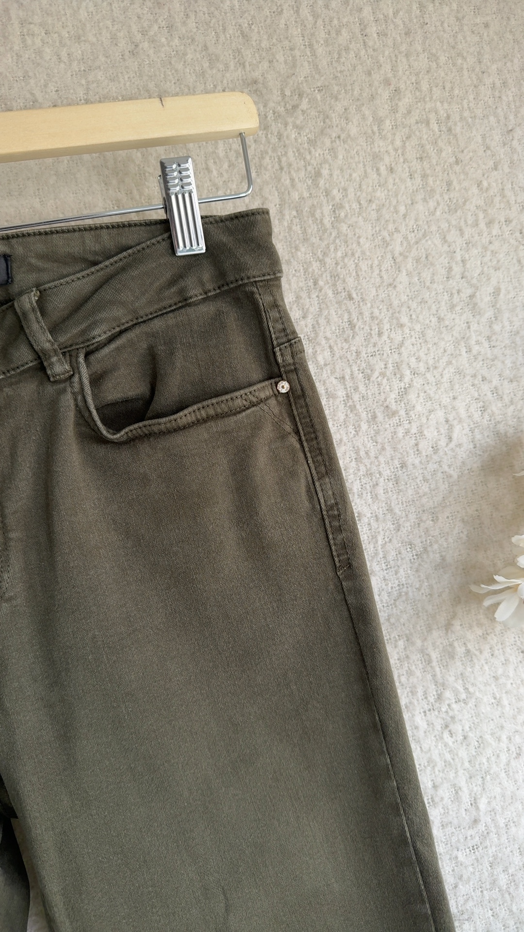 Zara Olive Green Skinny Jeans UK 12 Casual Denim Trousers Skinny Fit image 4