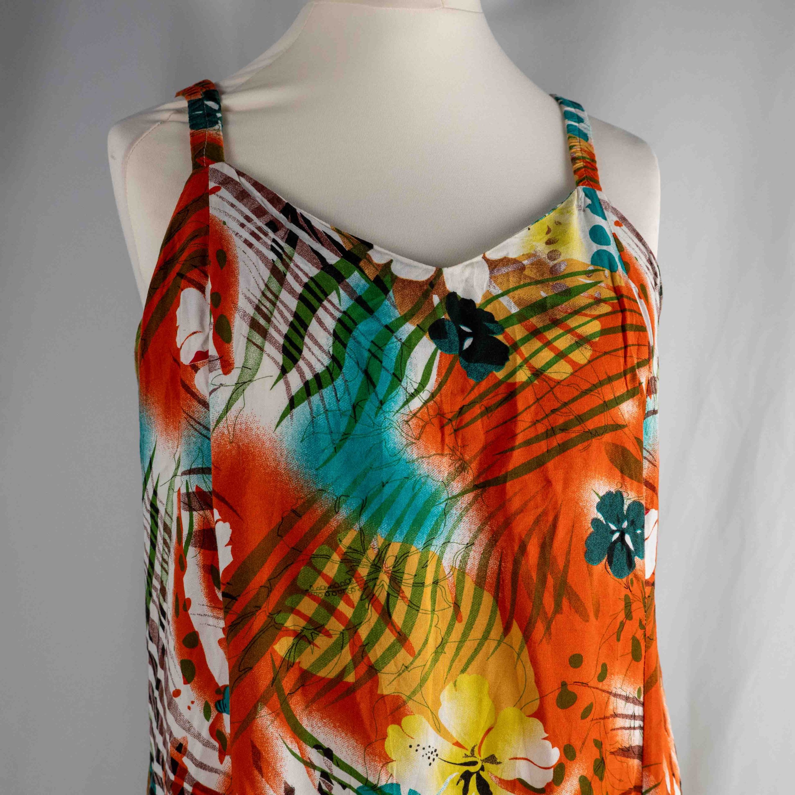 Feminine Summer Dress Tropical Print Size 18 Pre-Owned image 2
