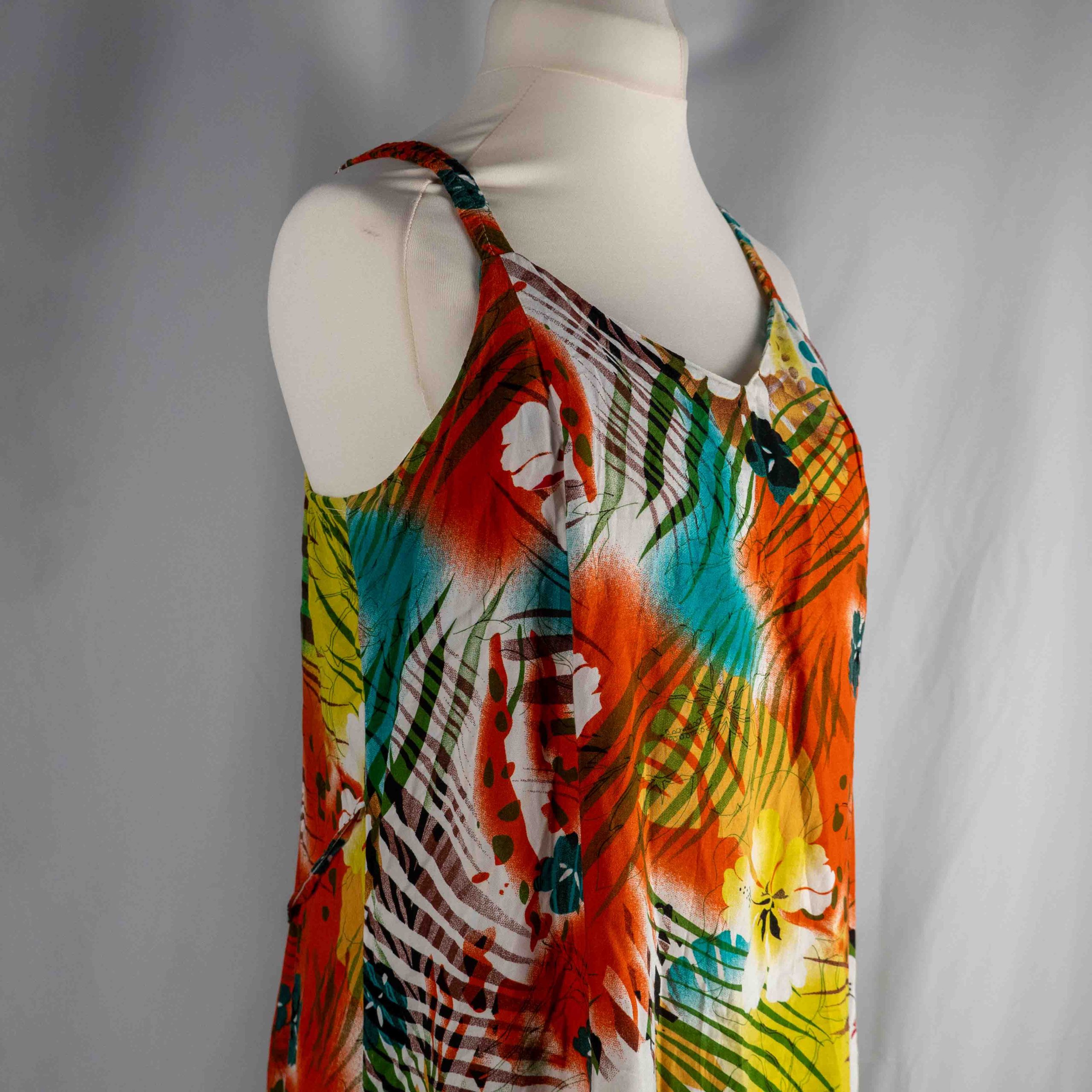 Feminine Summer Dress Tropical Print Size 18 Pre-Owned image 3