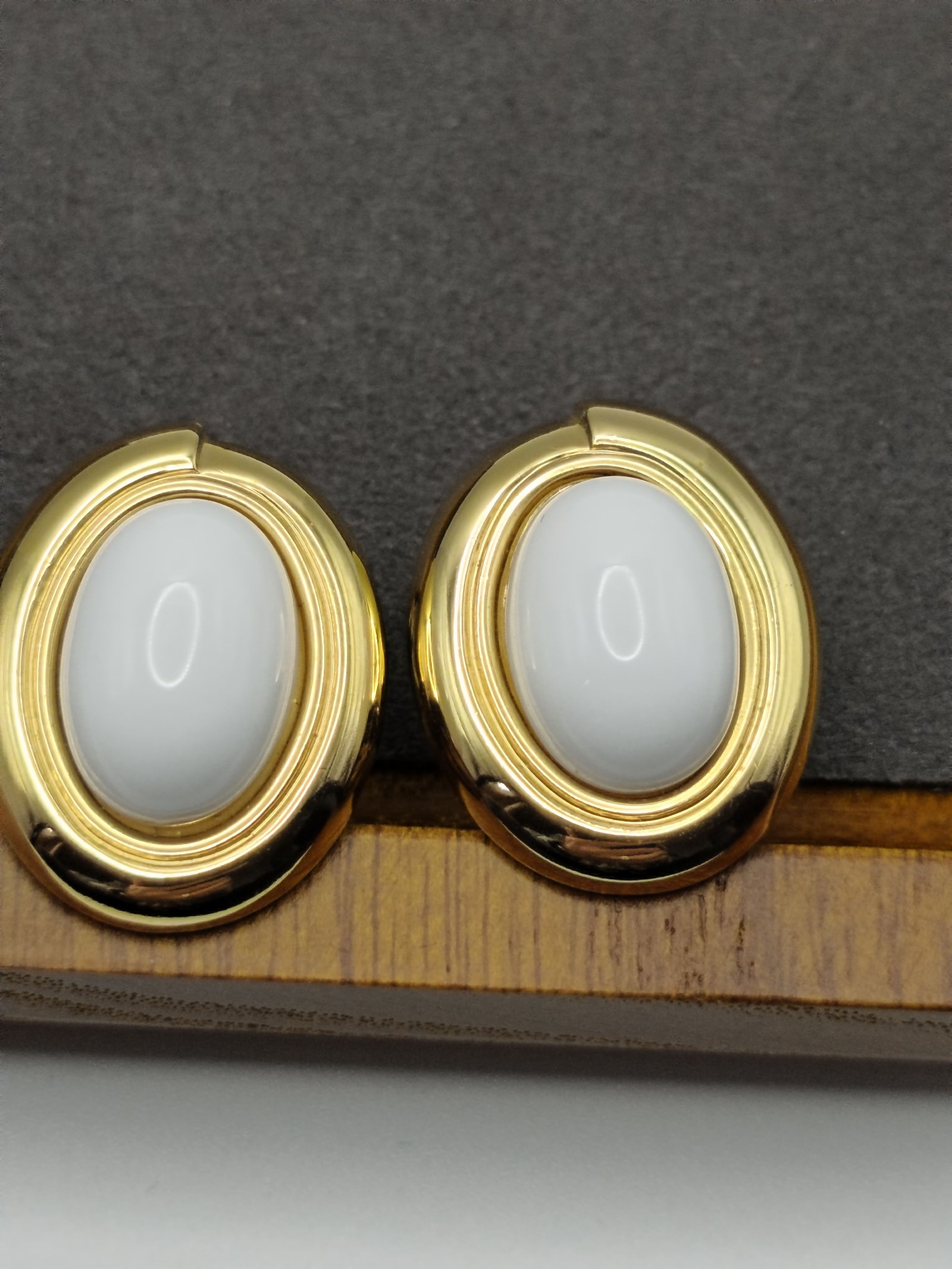 Monet Gold & White Oval Clip On Earrings Women image 4
