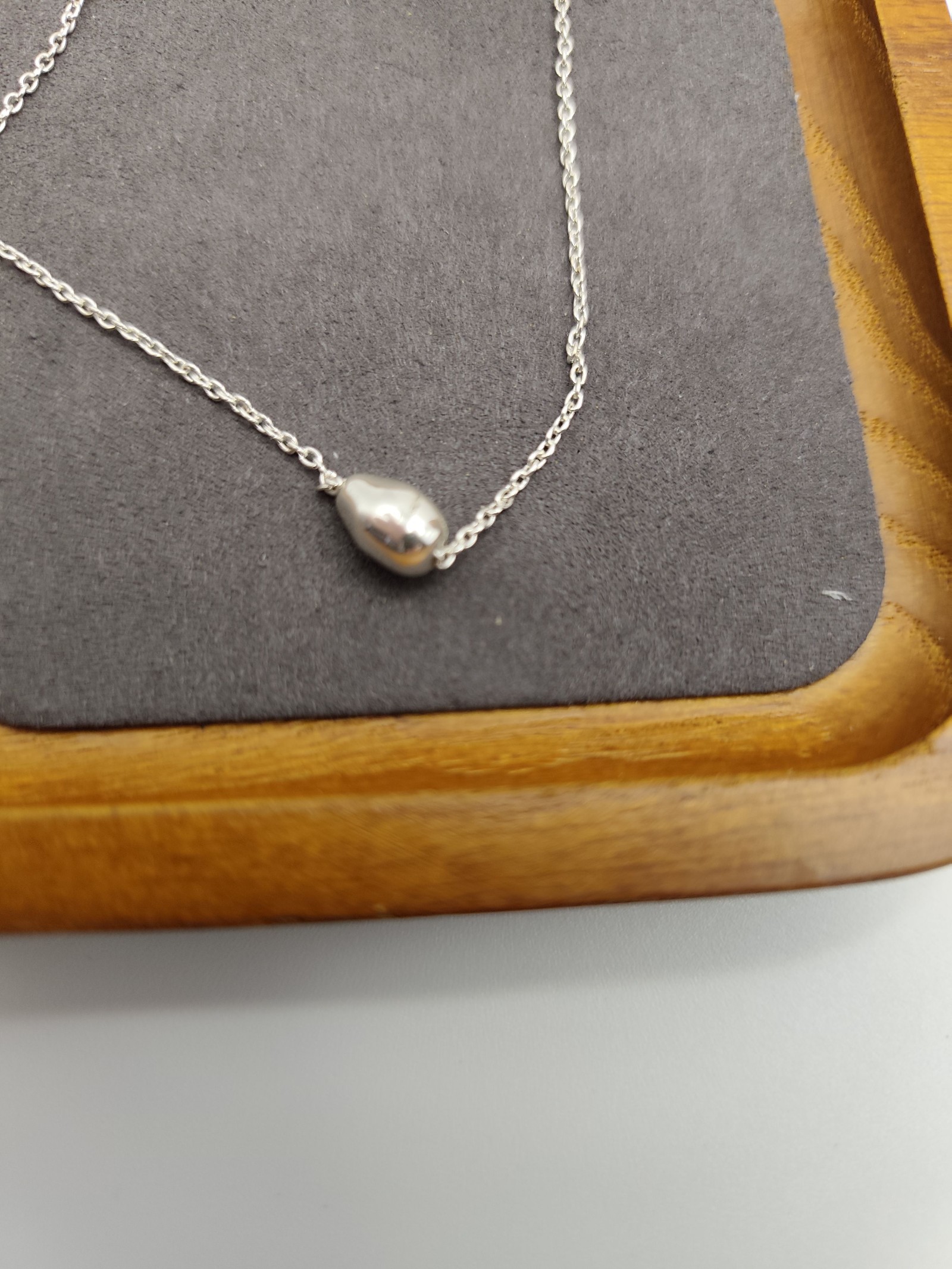 Monet Silver Tone Small Drop Pendant Necklace 16in image 5