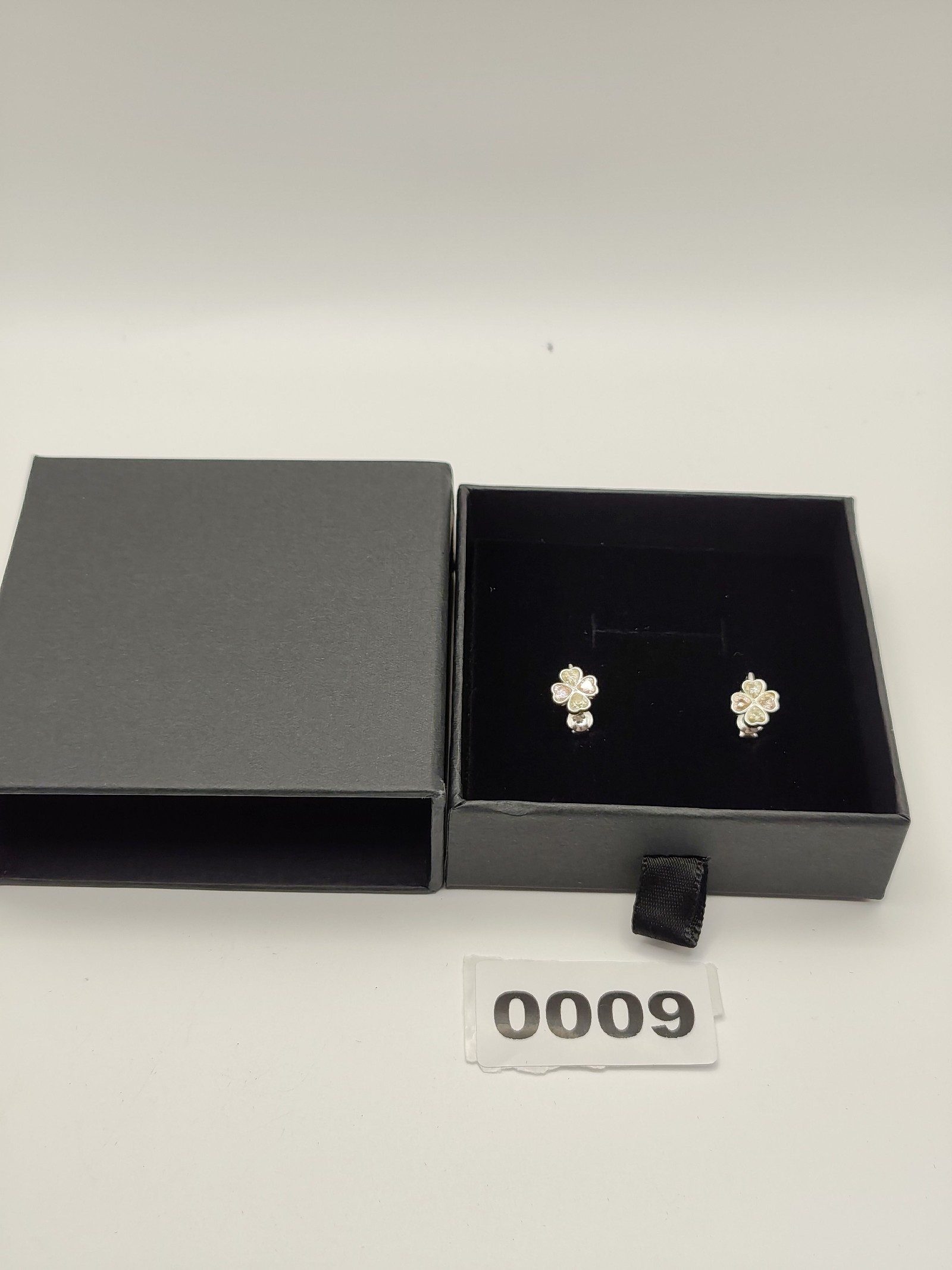 Courreges Pink & Yellow Stone Flower Design Silver Screwback Earrings