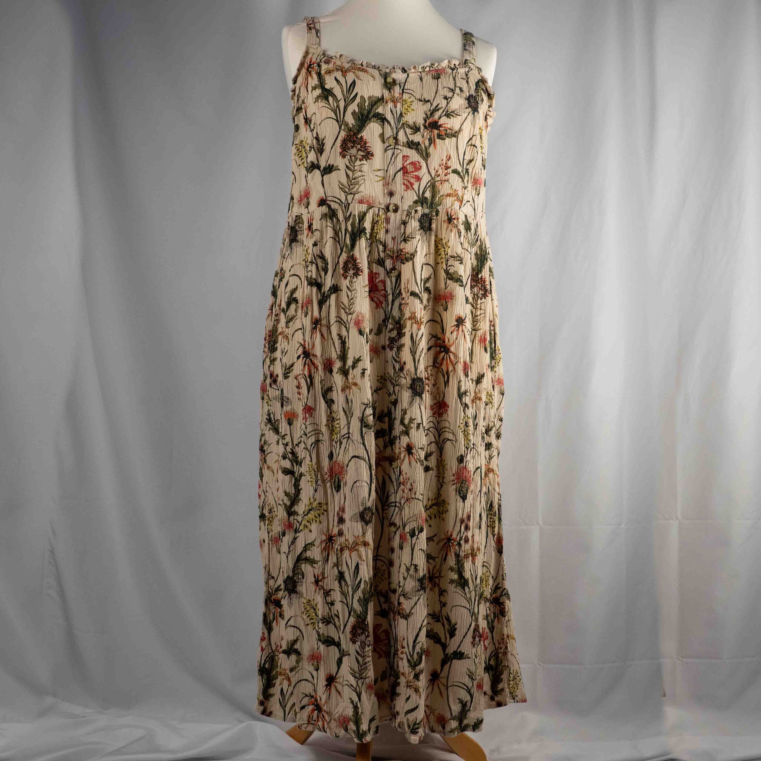 Roman Maxi Dress Beige Floral Sleeveless 18 Pre-Owned