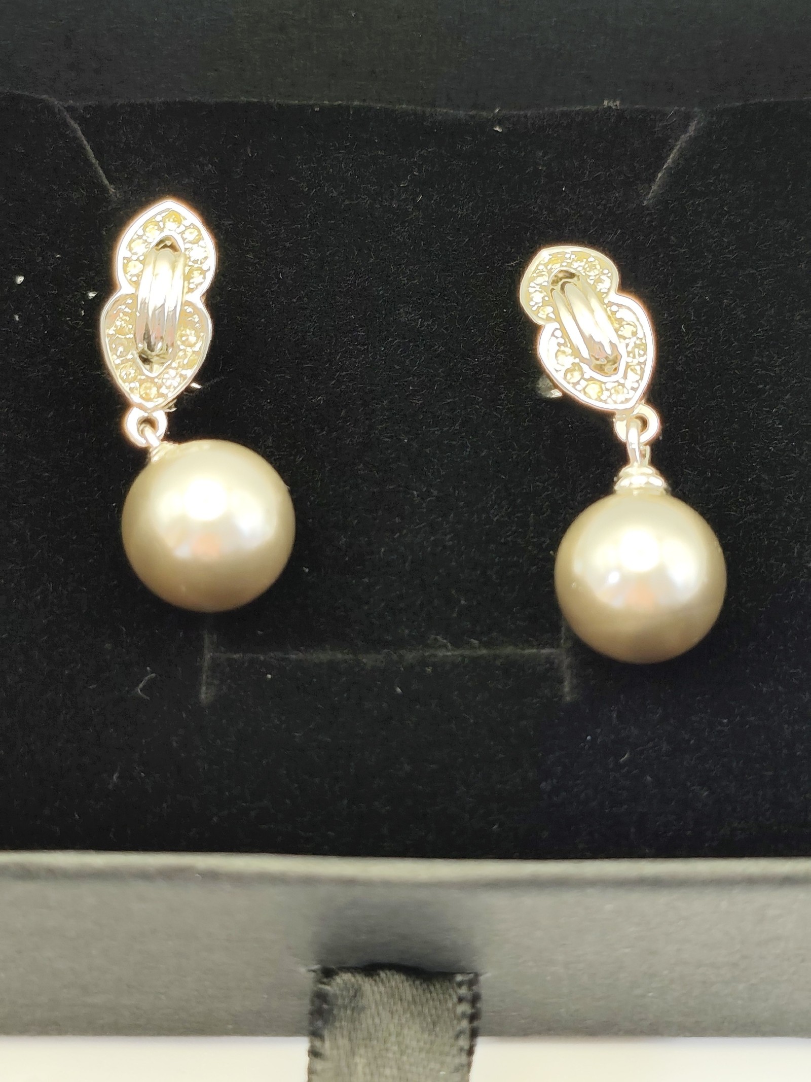 Nina Ricci Silver Tone & Pearl Drop Earrings image 2