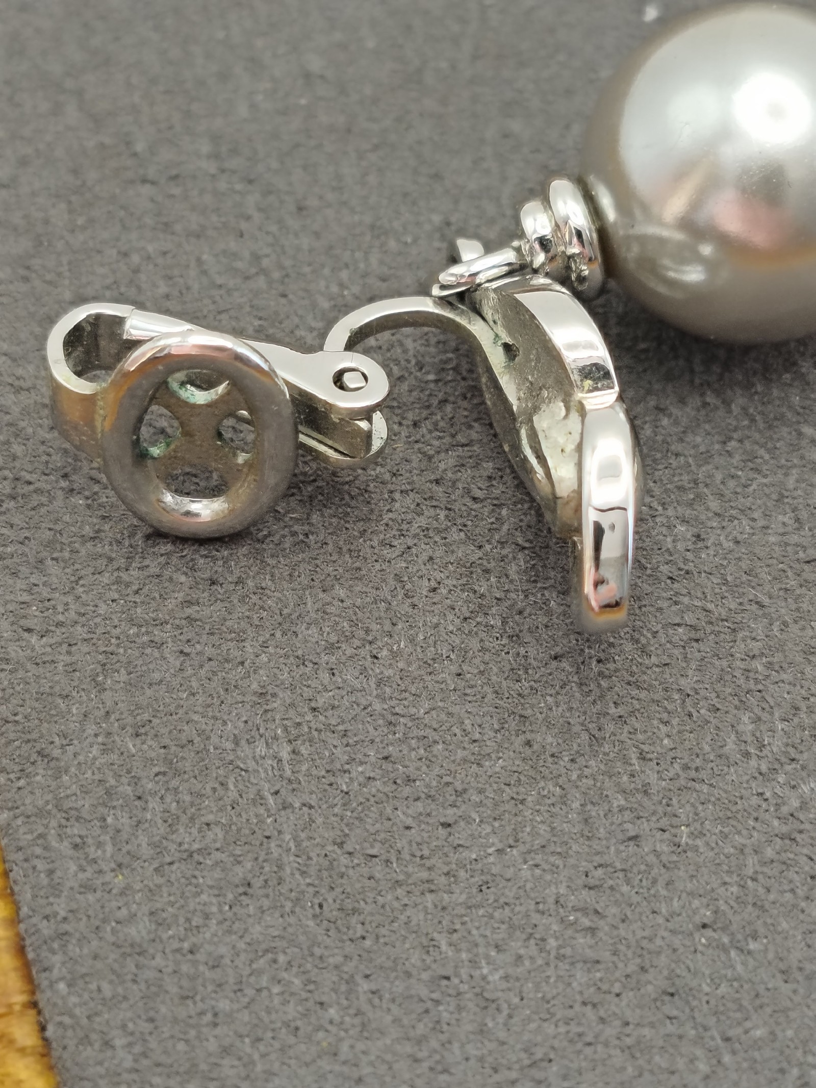 Nina Ricci Silver Tone & Pearl Drop Earrings image 4