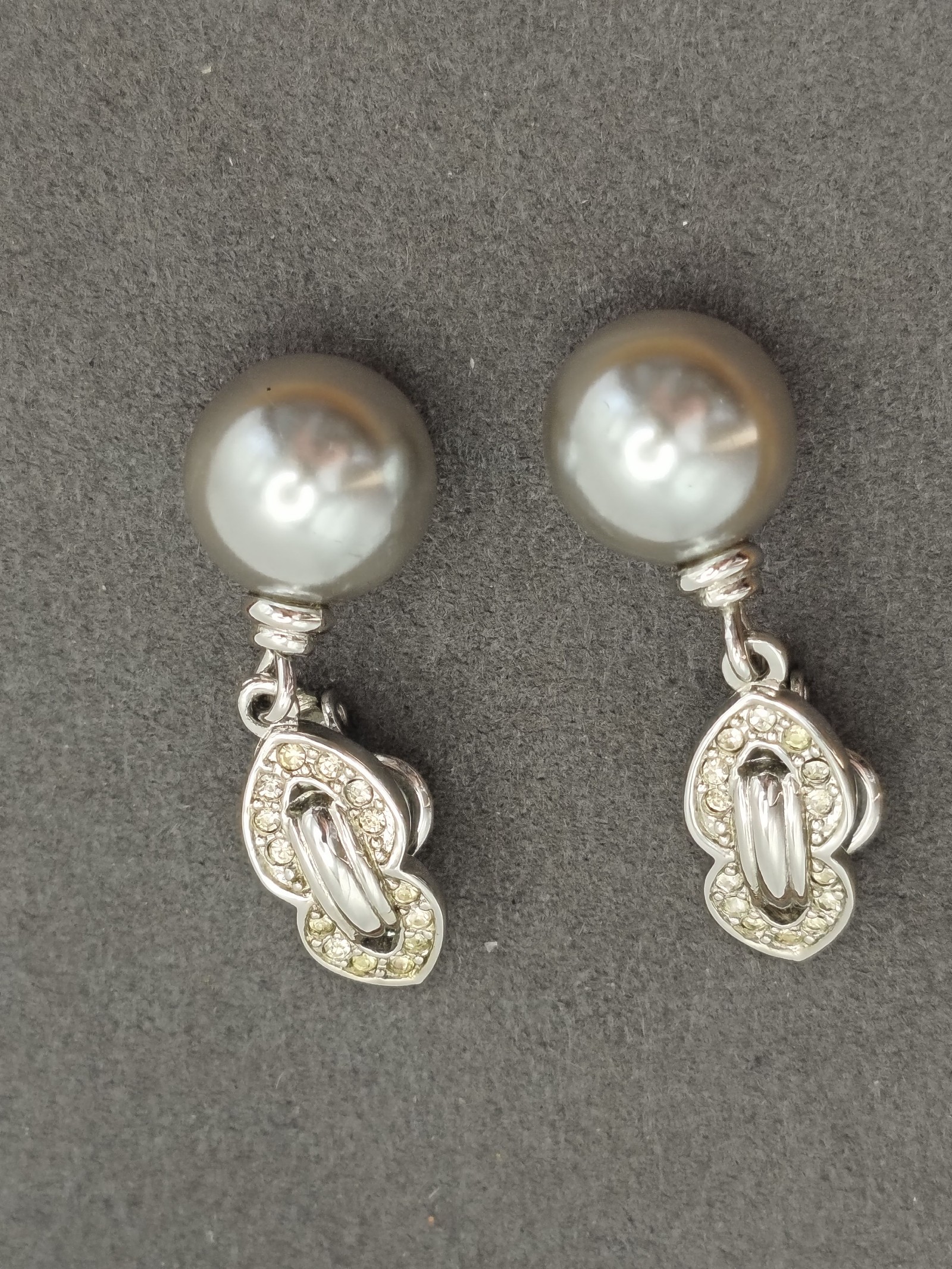 Nina Ricci Silver Tone & Pearl Drop Earrings image 5